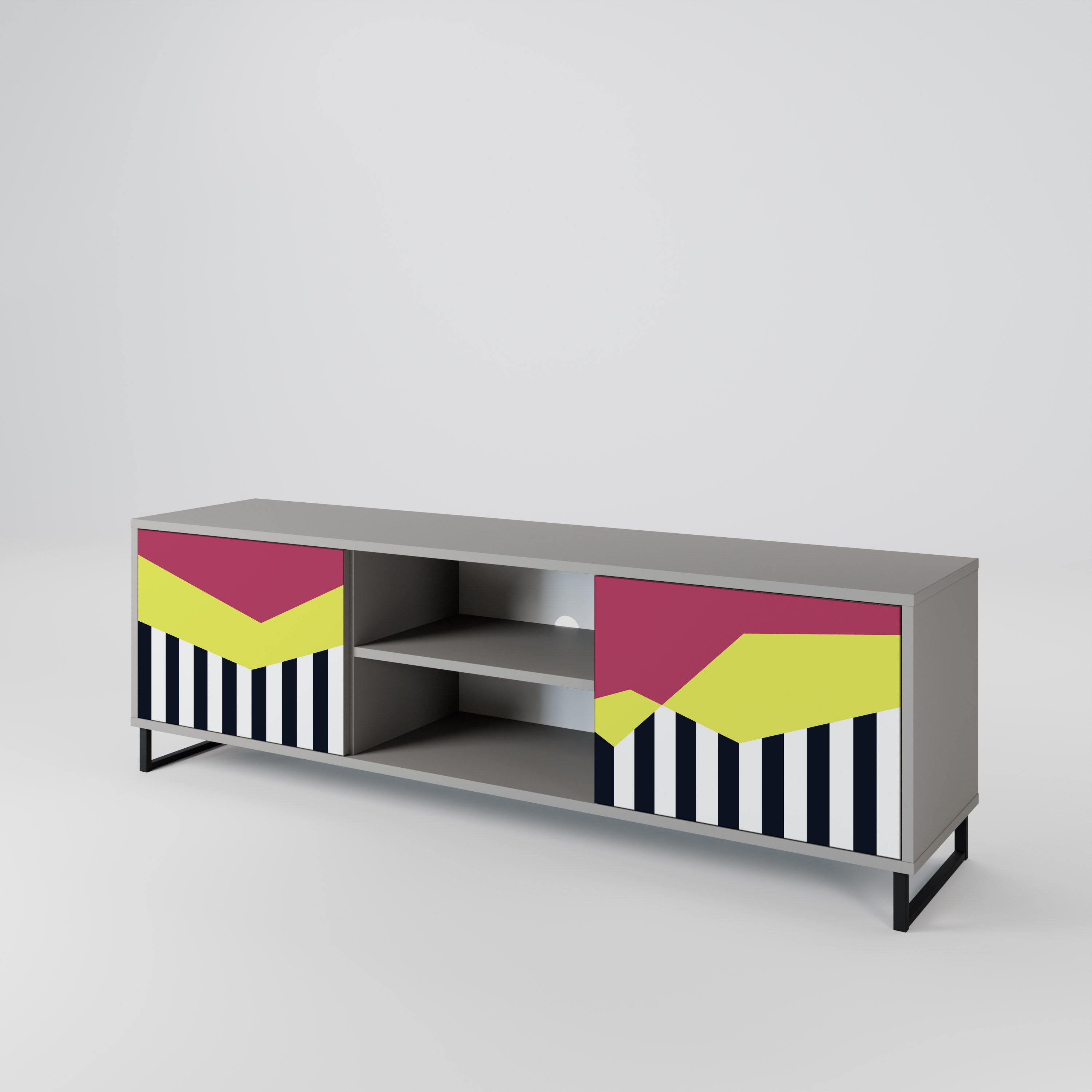 Mueble de TV PIANO FANTASY de 2 puertas en acabado gris