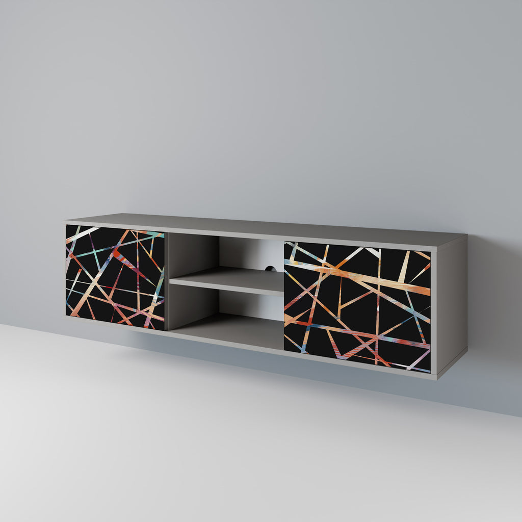 Mueble de TV de 2 puertas POLYGON VERVE en acabado gris