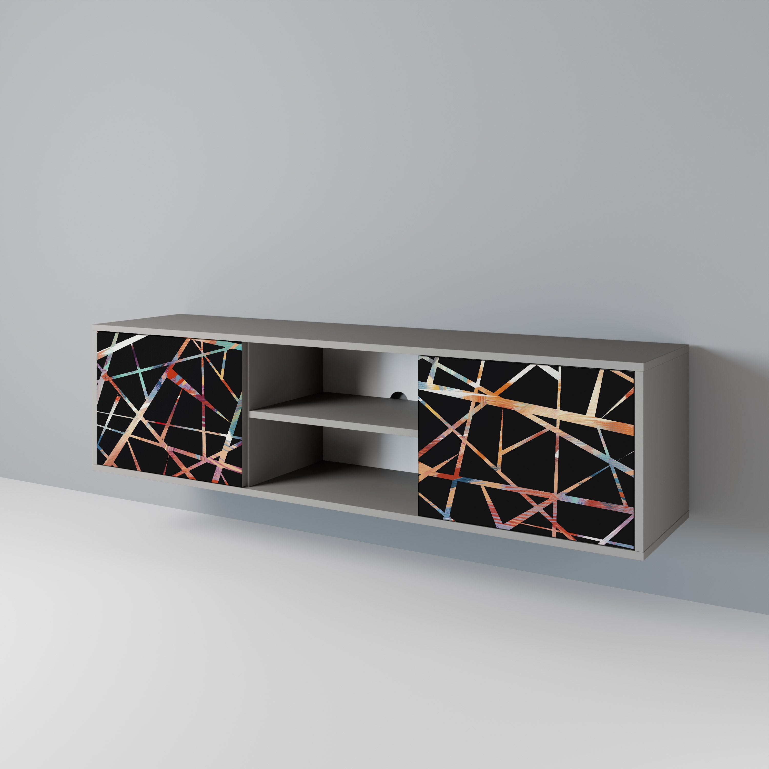 Mueble de TV de 2 puertas POLYGON VERVE en acabado gris