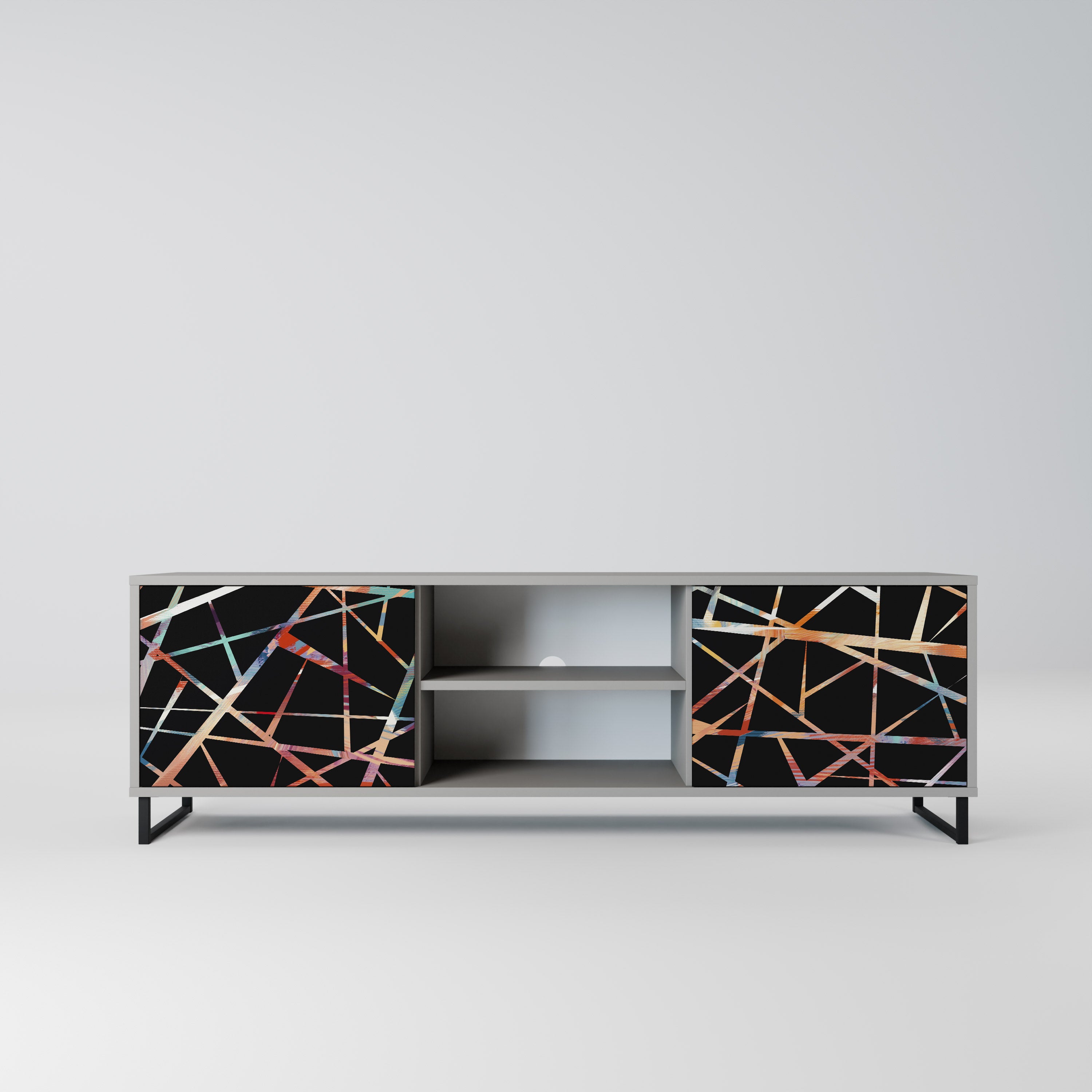 Mueble de TV de 2 puertas POLYGON VERVE en acabado gris