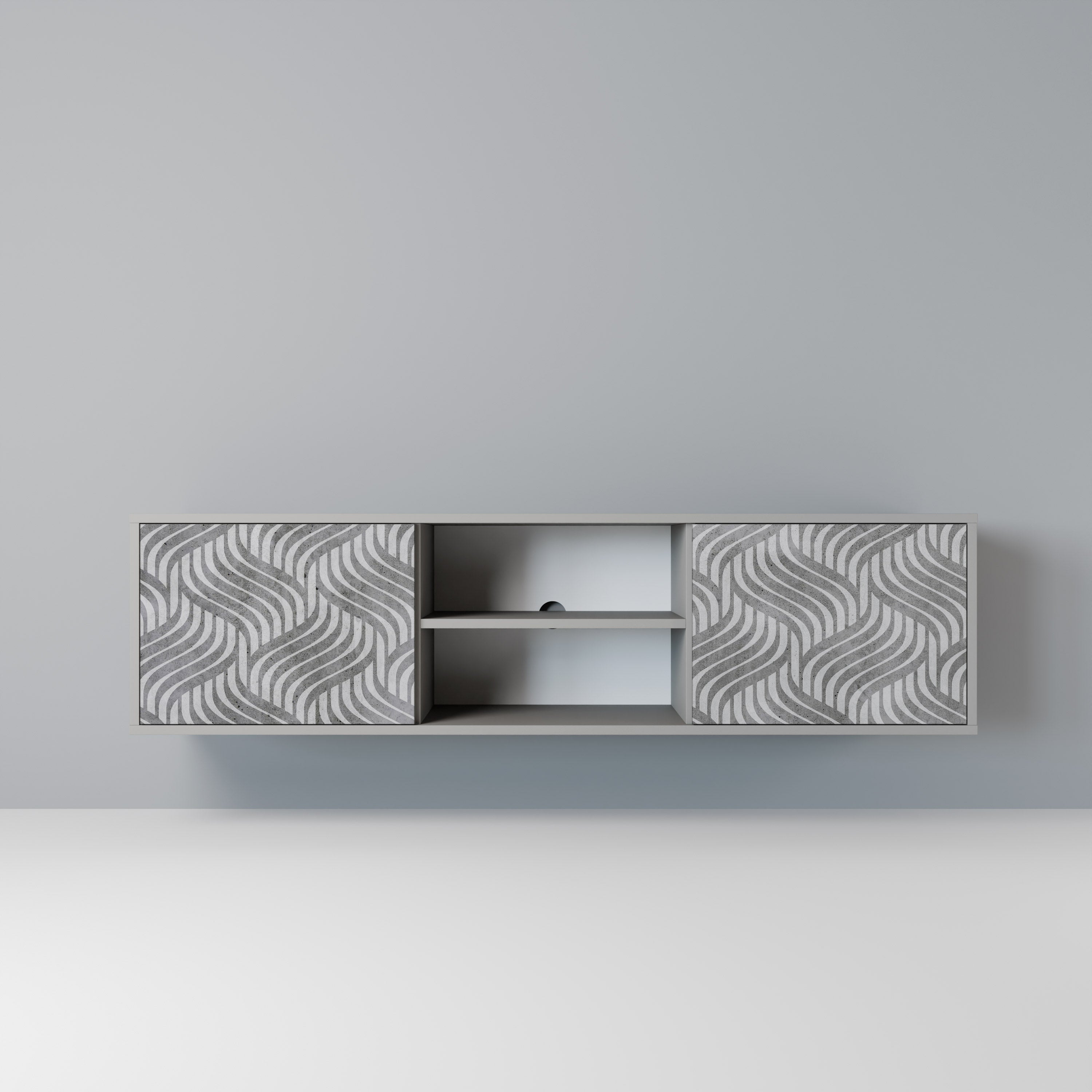 Mueble de TV de 2 puertas CONCRETE MOVEMENT en acabado gris