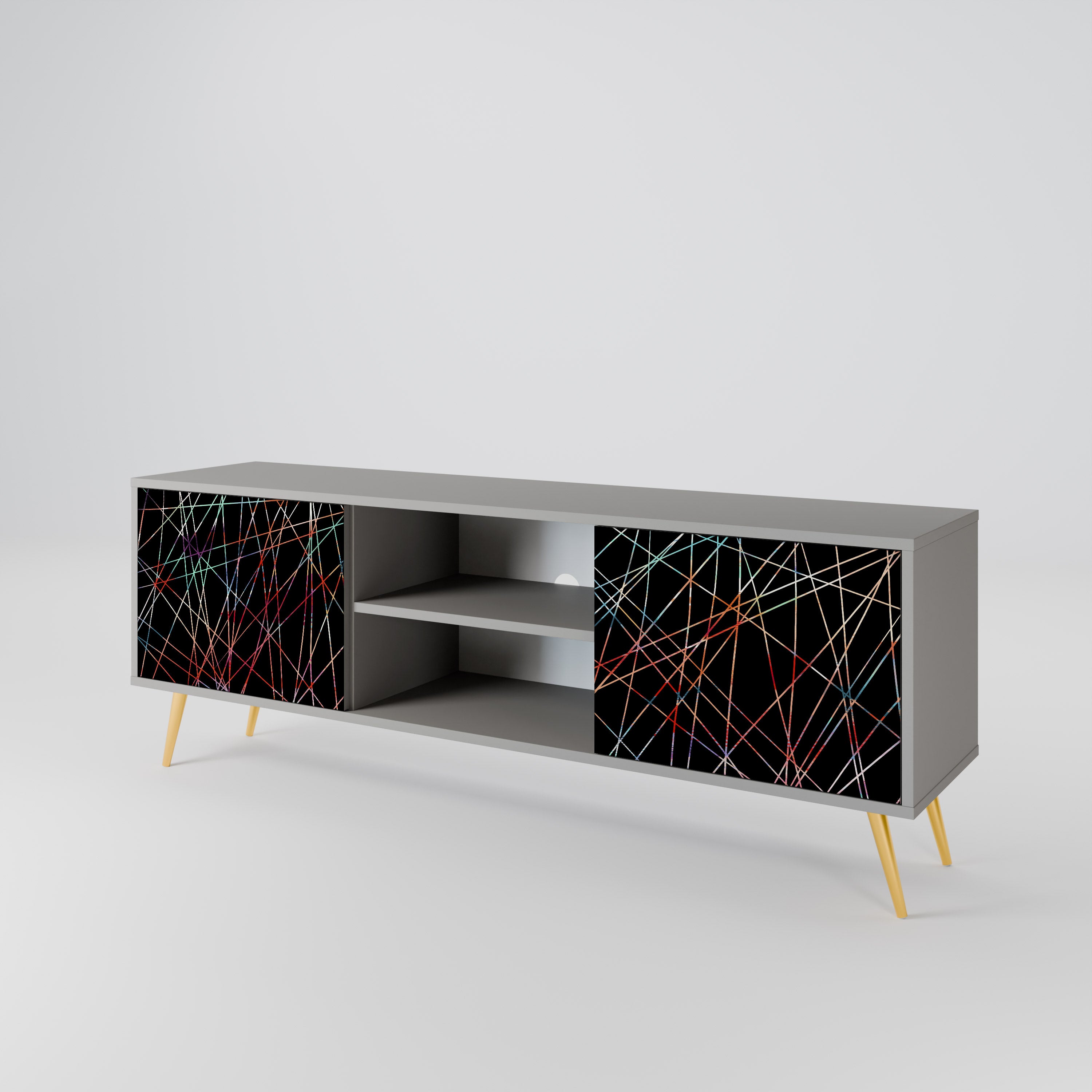 Mueble de TV de 2 puertas LUMINOUS SNARE en acabado gris