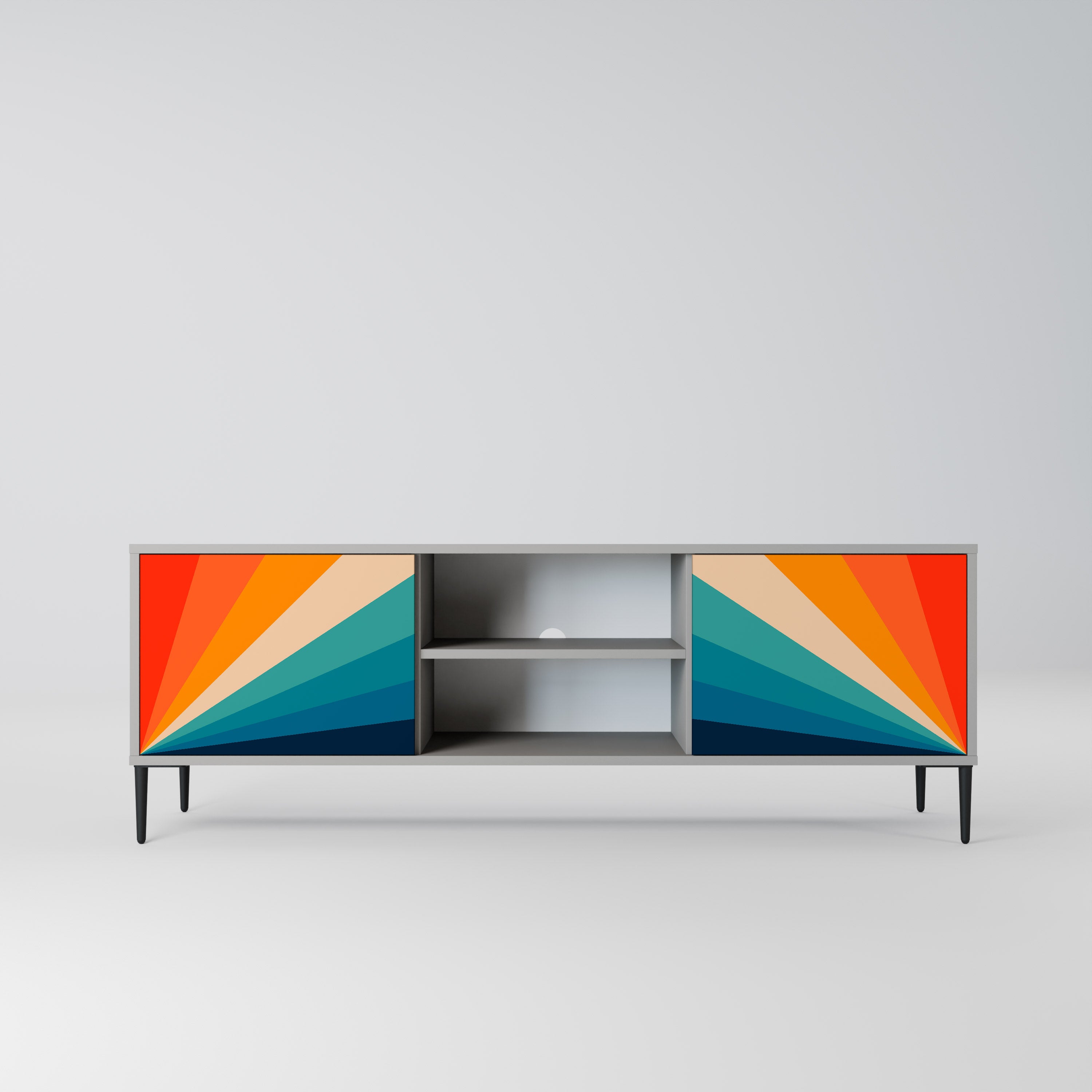 Mueble de TV PRISM CONCUSSION de 2 puertas en acabado gris