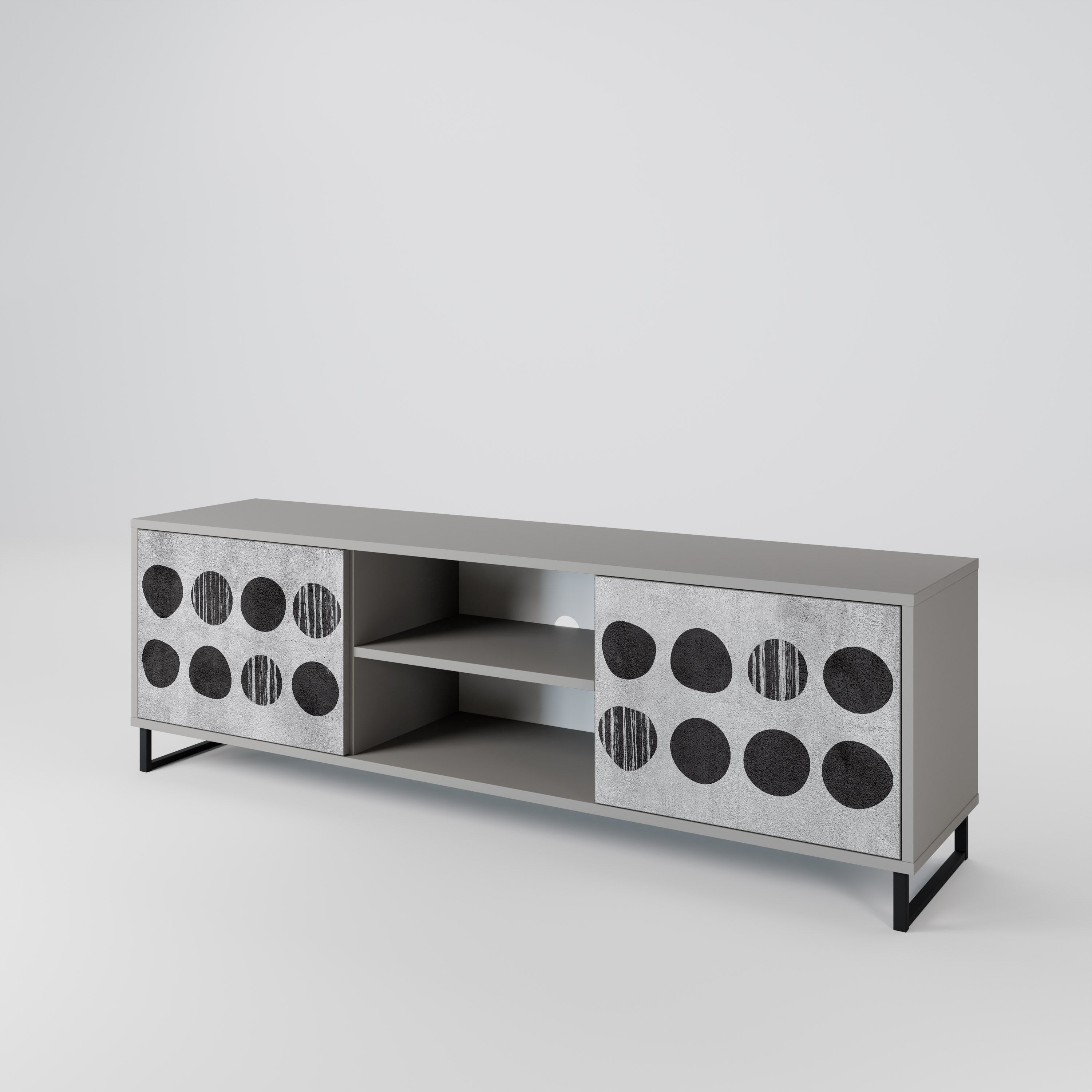 Mueble de TV de 2 puertas GHOSTLY GRADIENTS en acabado gris