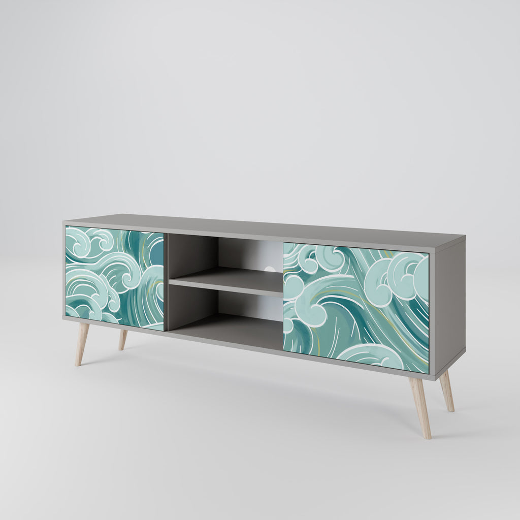 Mueble de TV ASIAN SWAY de 2 puertas con acabado gris