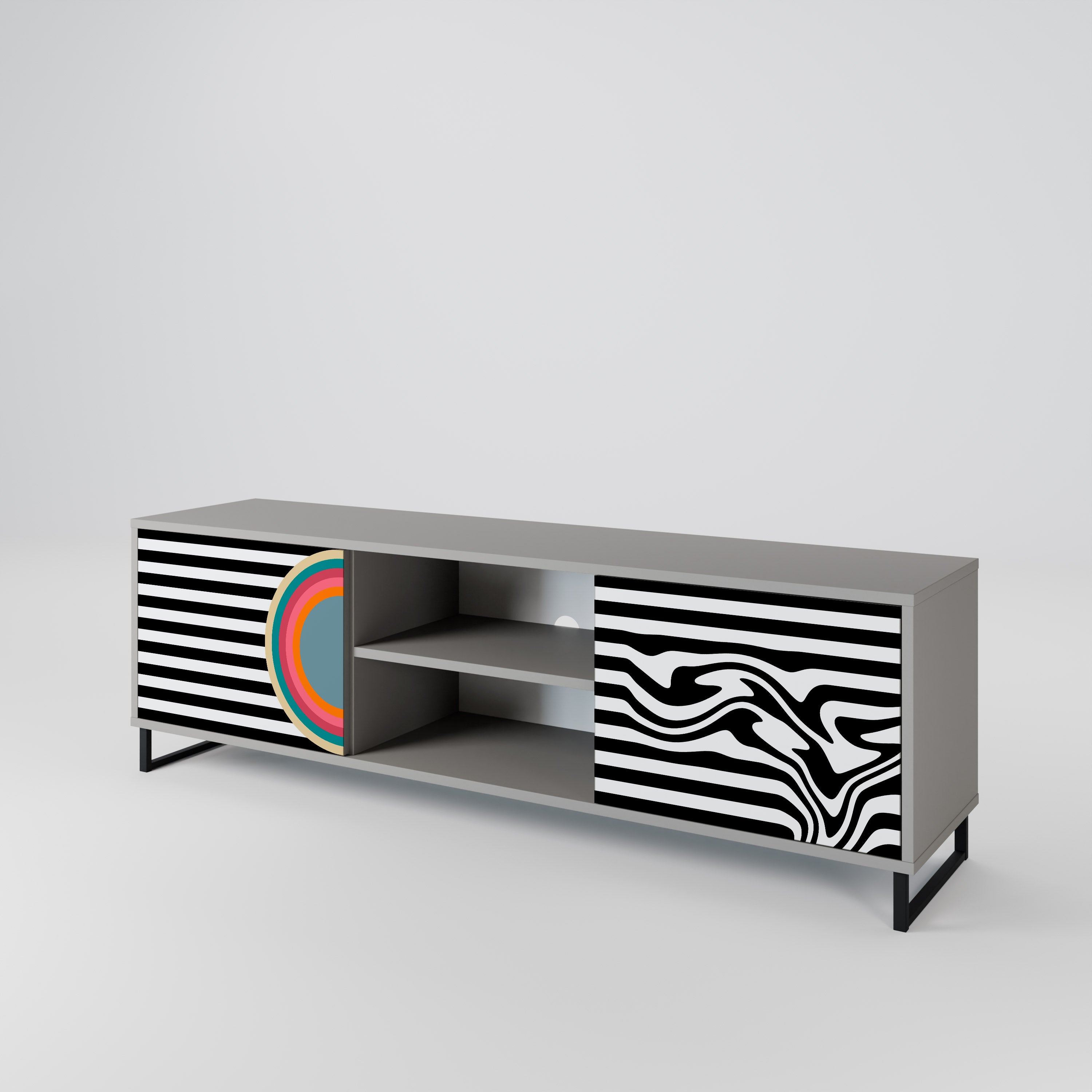 Mueble de TV de 2 puertas SPECTRA SHOWCASE en acabado gris