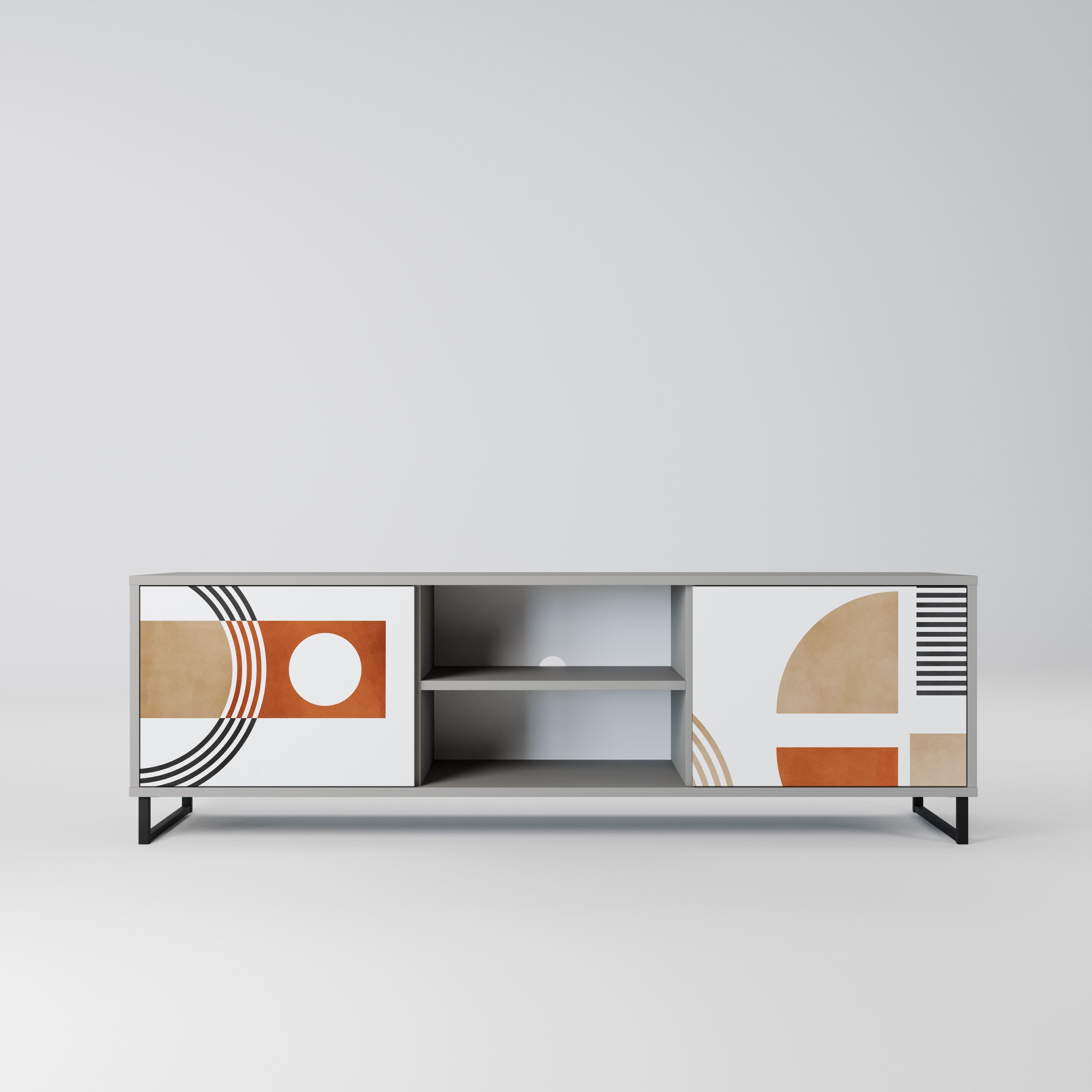 Mueble de TV de 2 puertas CIRCLE RHYTM en acabado gris