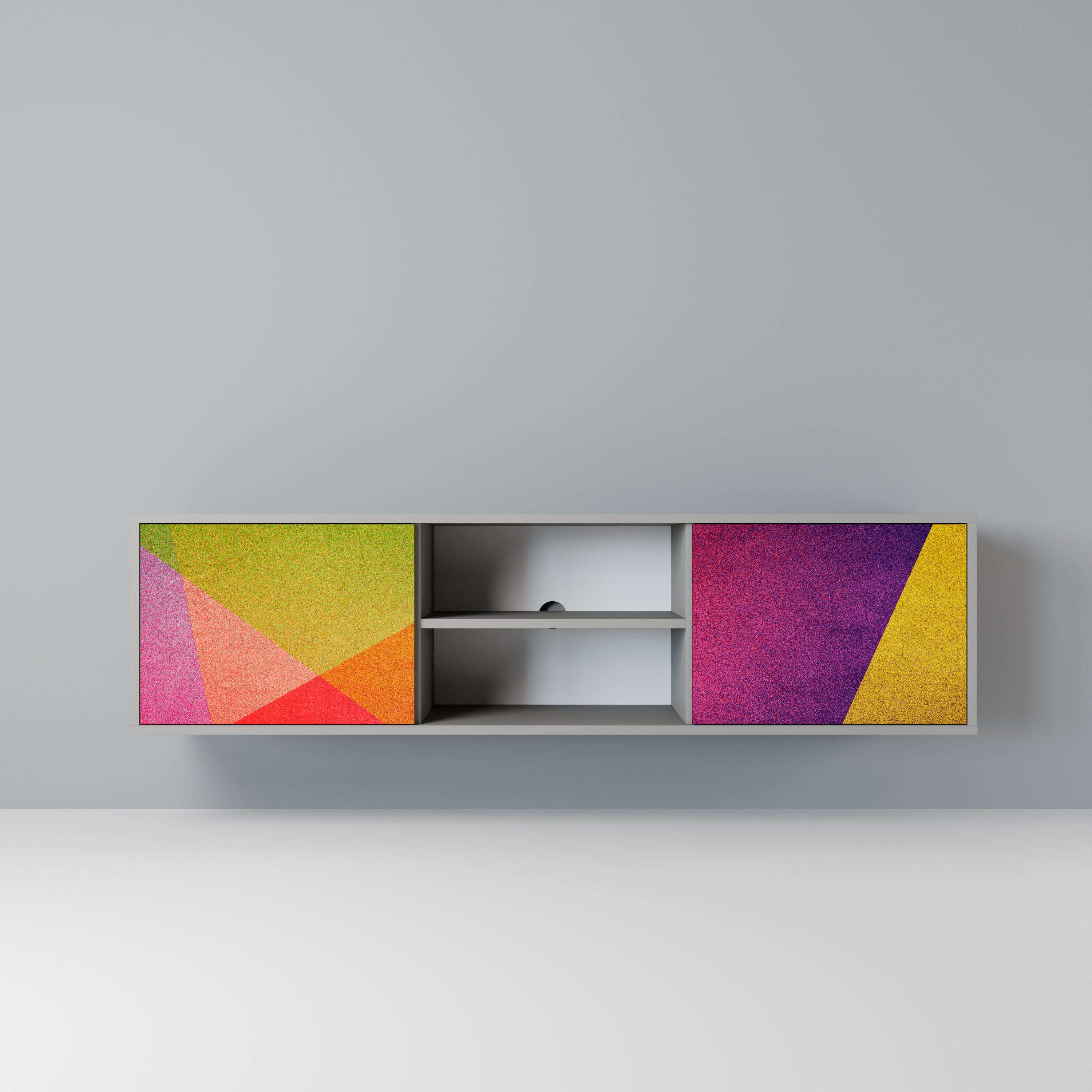 Mueble de TV de 2 puertas VIVID GEOMETRY en acabado gris