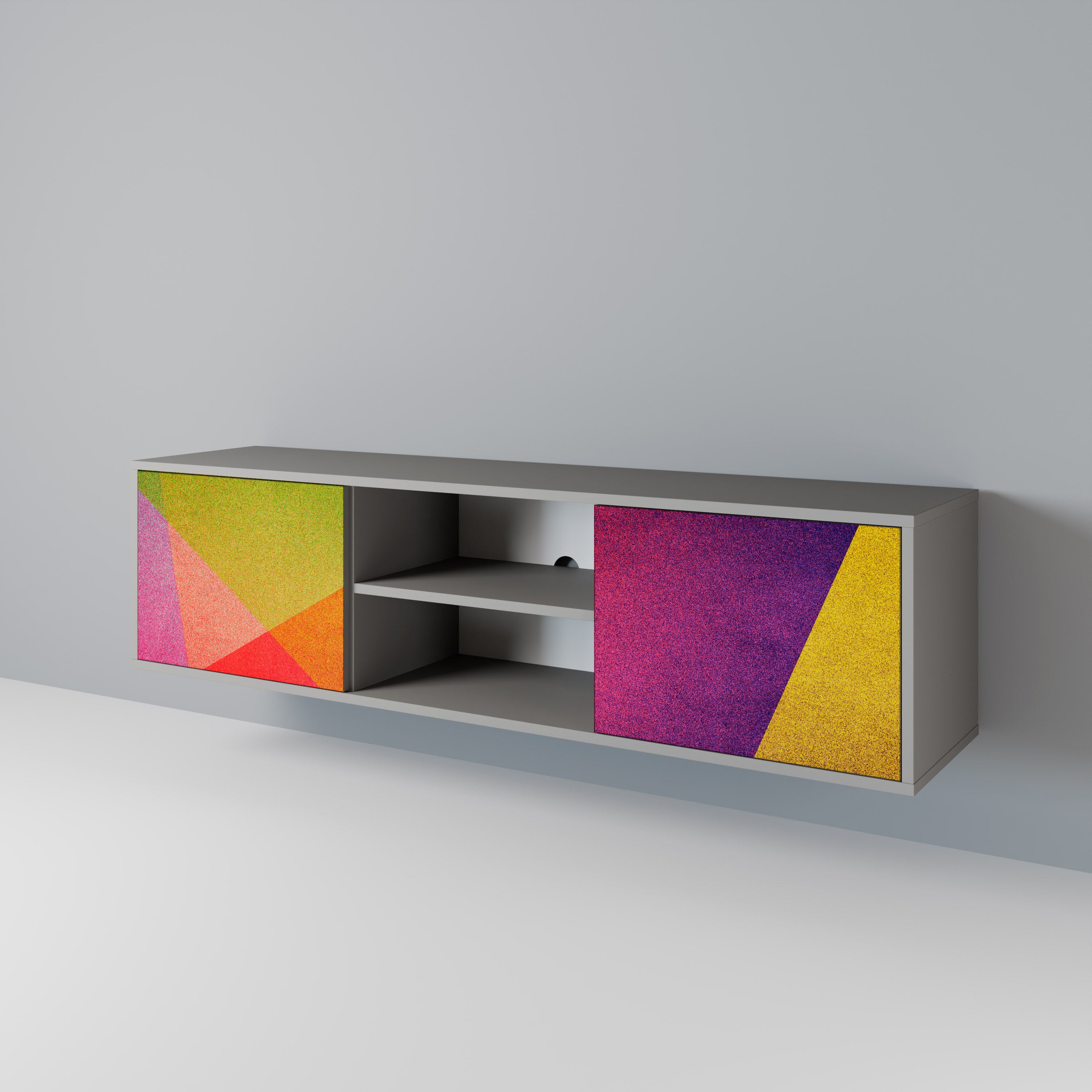 Mueble de TV de 2 puertas VIVID GEOMETRY en acabado gris