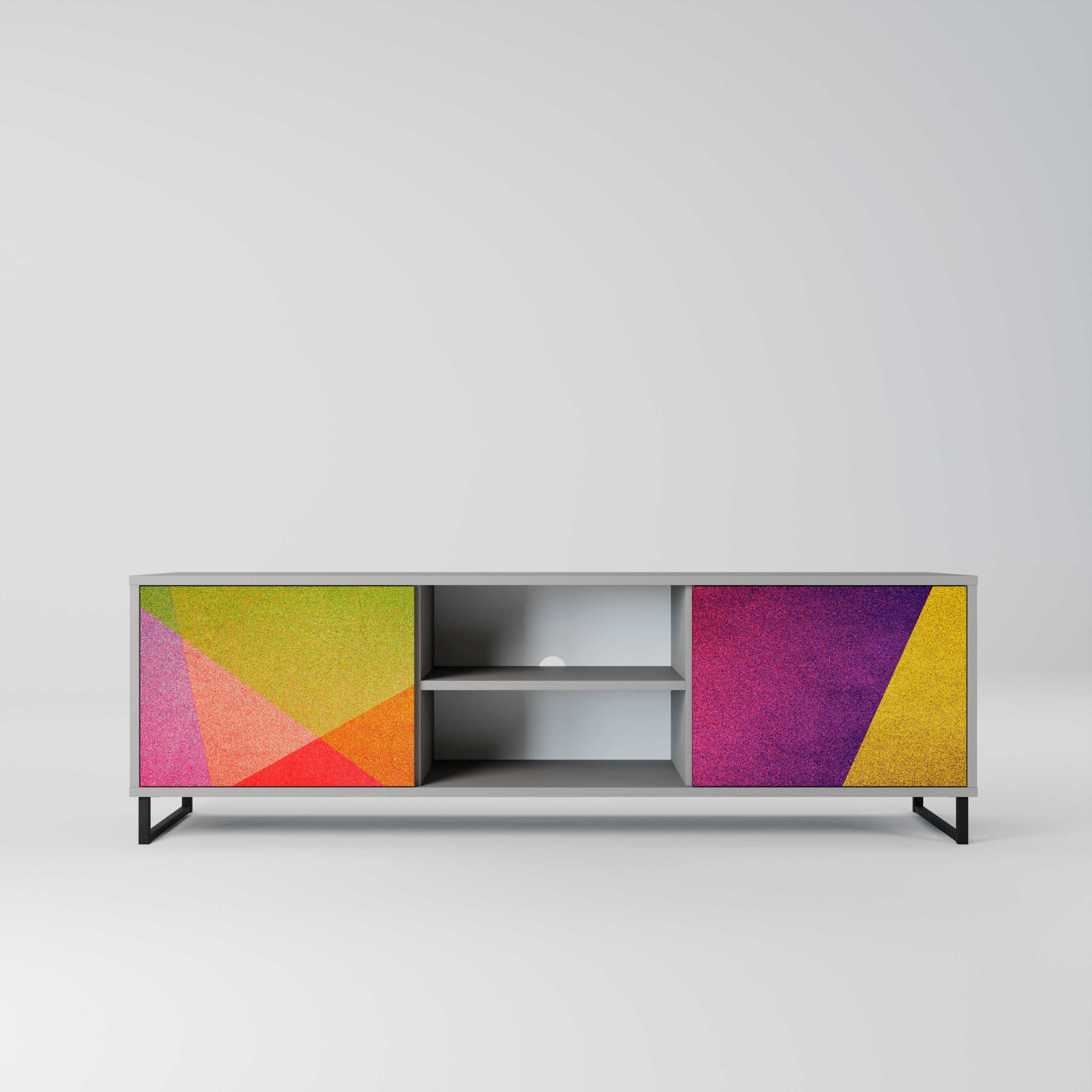 Mueble de TV de 2 puertas VIVID GEOMETRY en acabado gris