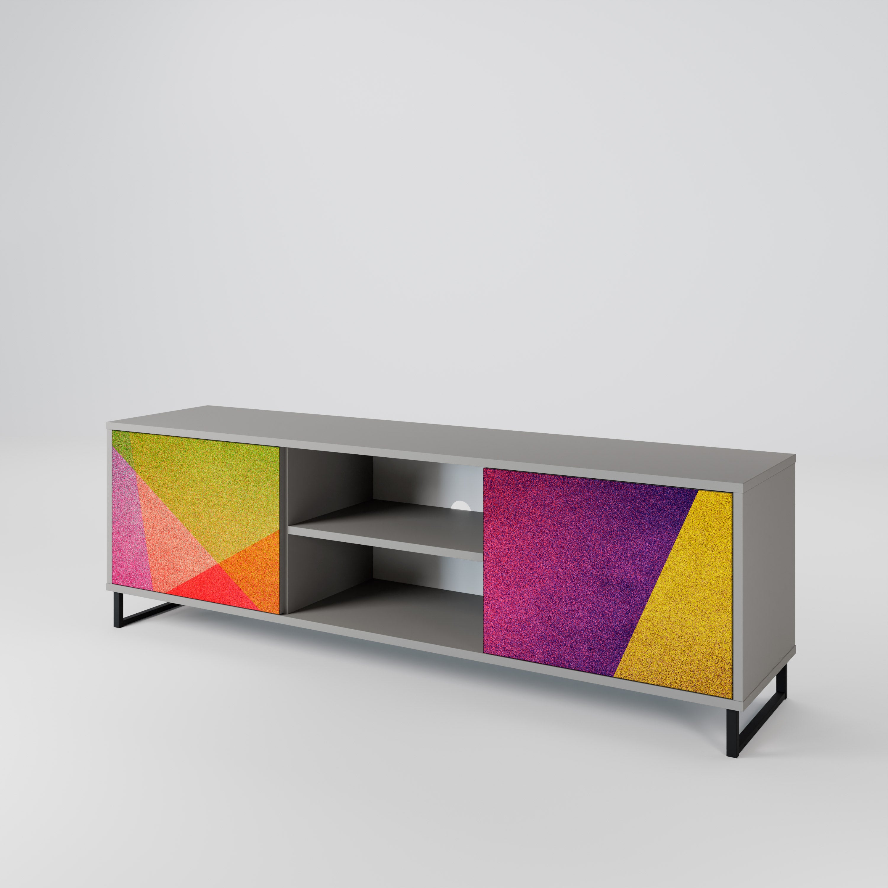 Mueble de TV de 2 puertas VIVID GEOMETRY en acabado gris