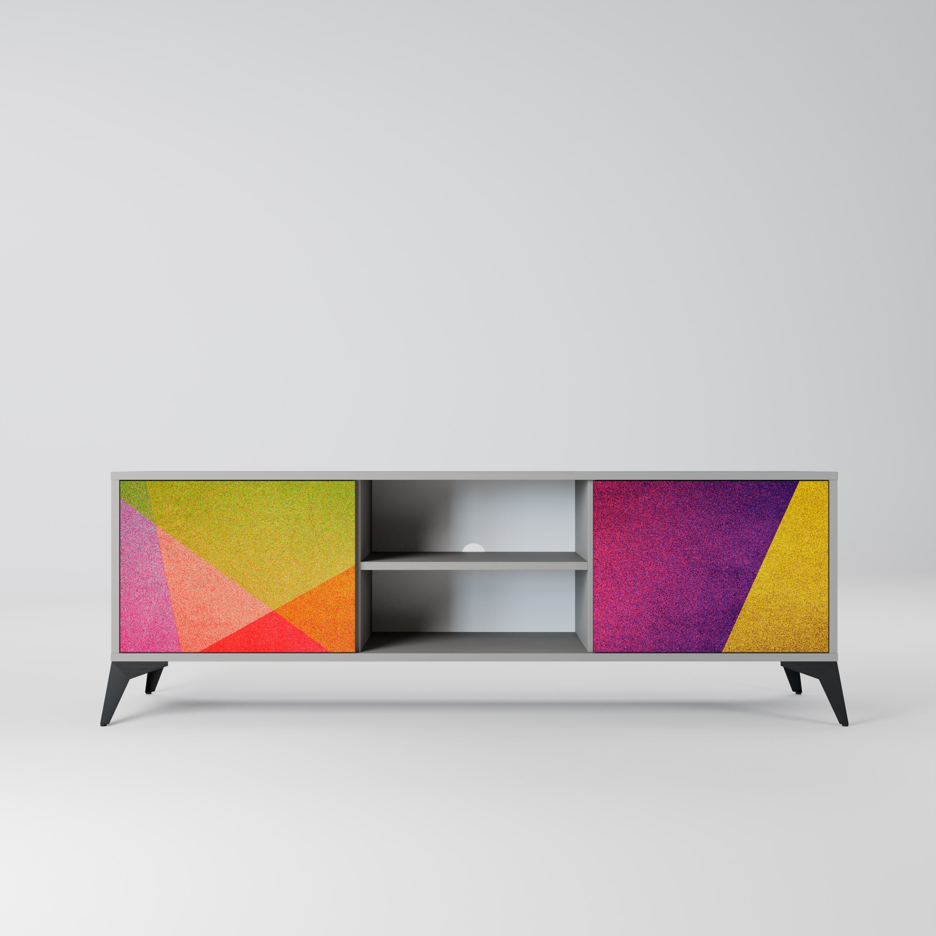 Mueble de TV de 2 puertas VIVID GEOMETRY en acabado gris