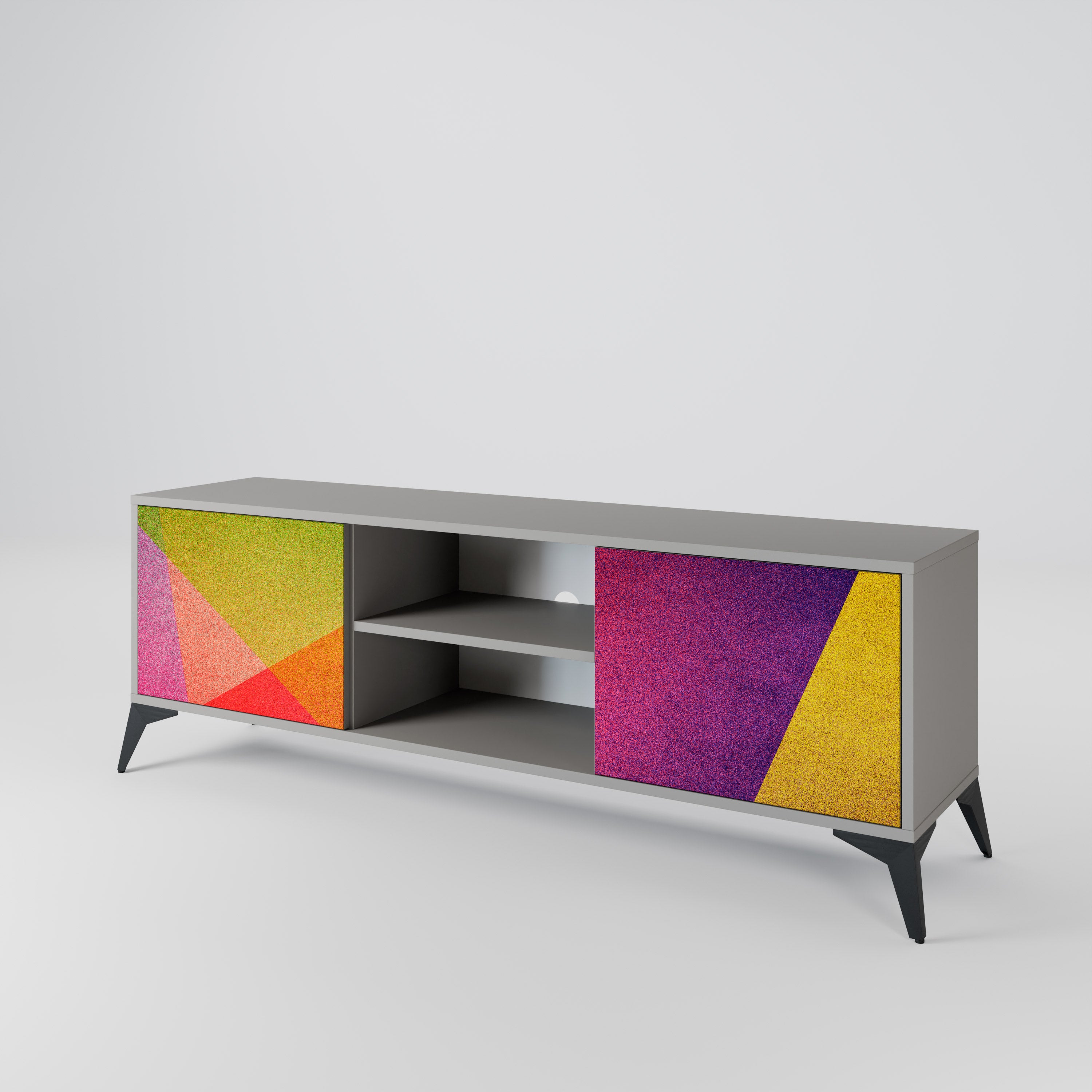 Mueble de TV de 2 puertas VIVID GEOMETRY en acabado gris