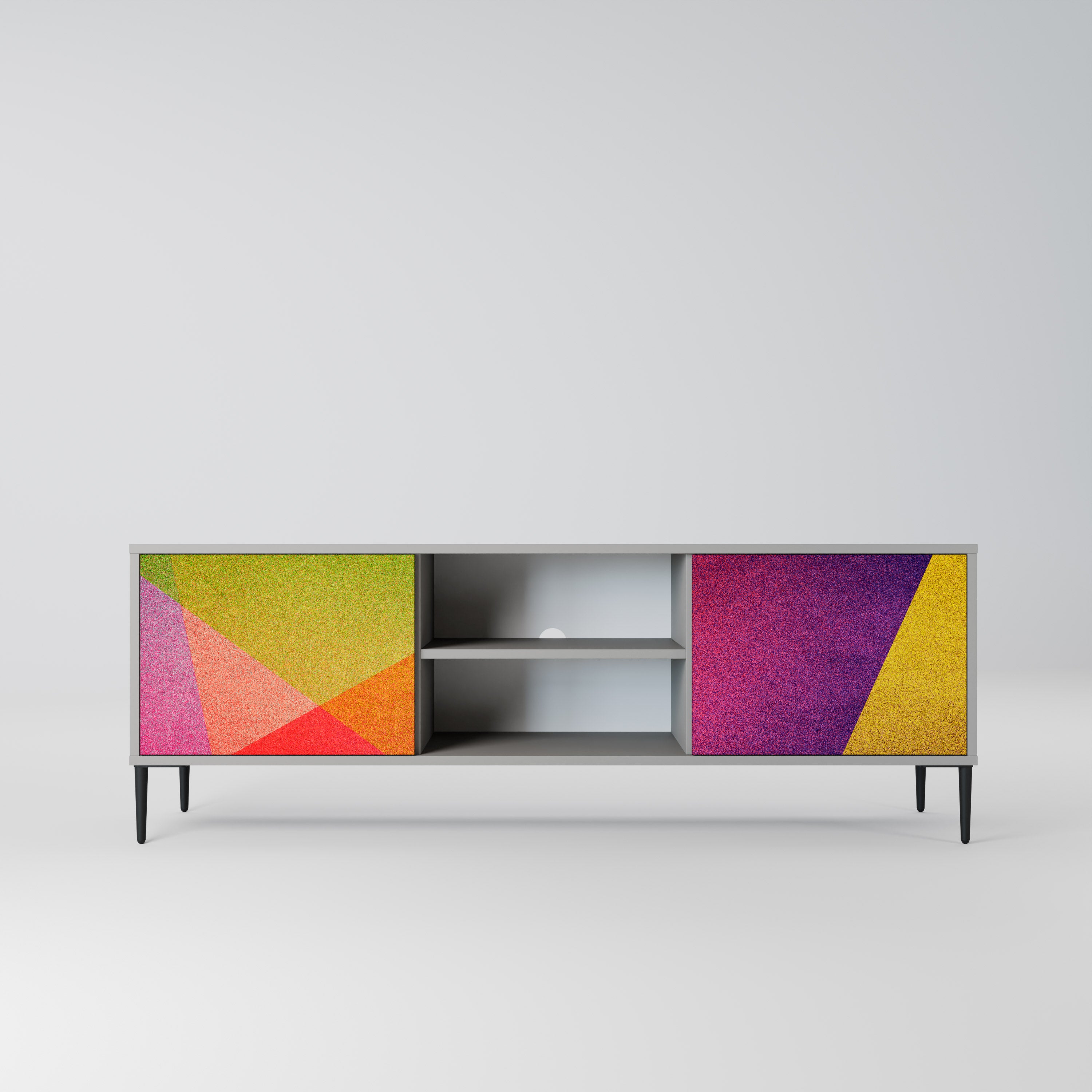 Mueble de TV de 2 puertas VIVID GEOMETRY en acabado gris