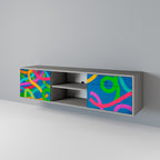 STREAMER TANGLE Mueble de TV de 2 Puertas en Acabado Gris