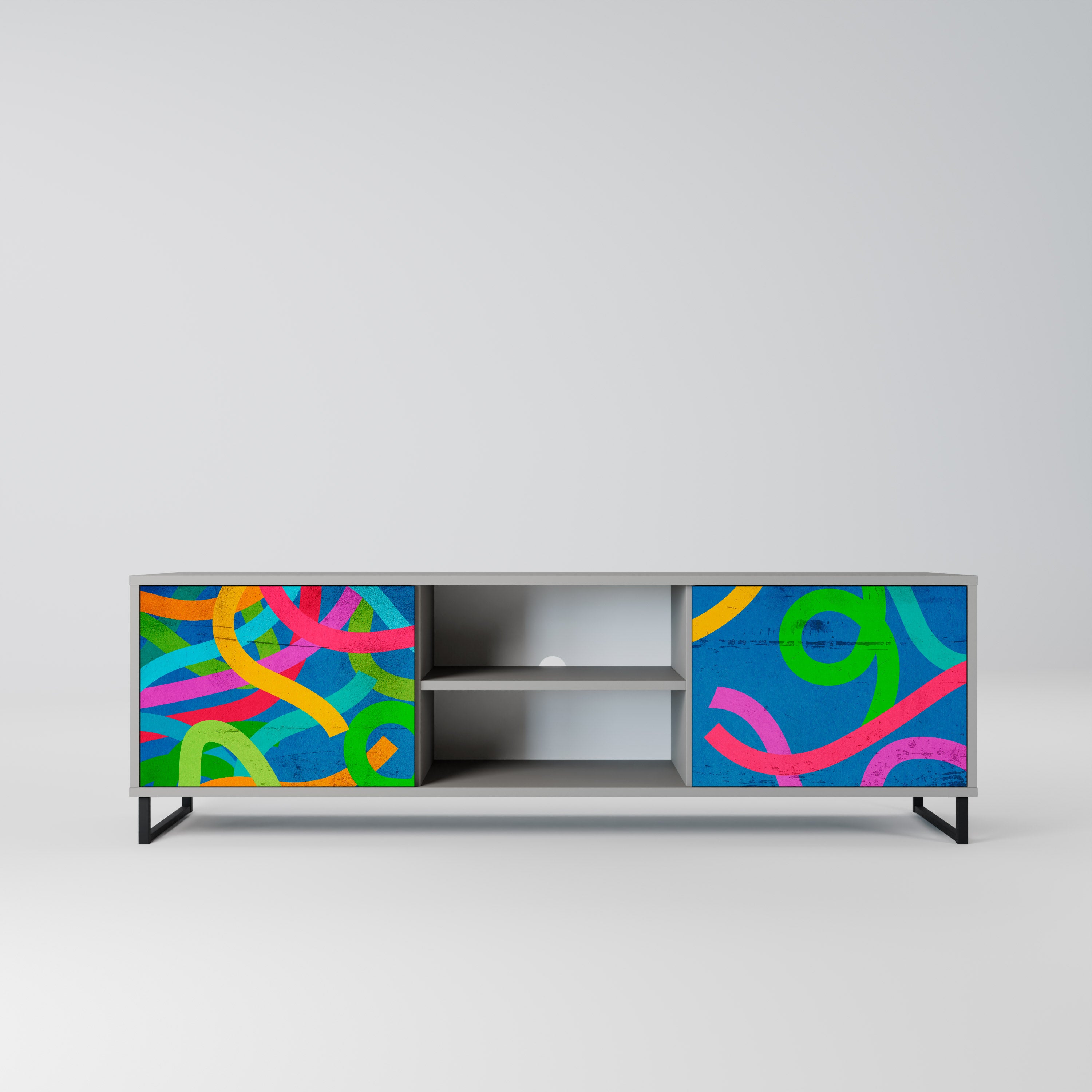 Mueble para TV STREAMER TANGLE de 2 puertas con acabado gris