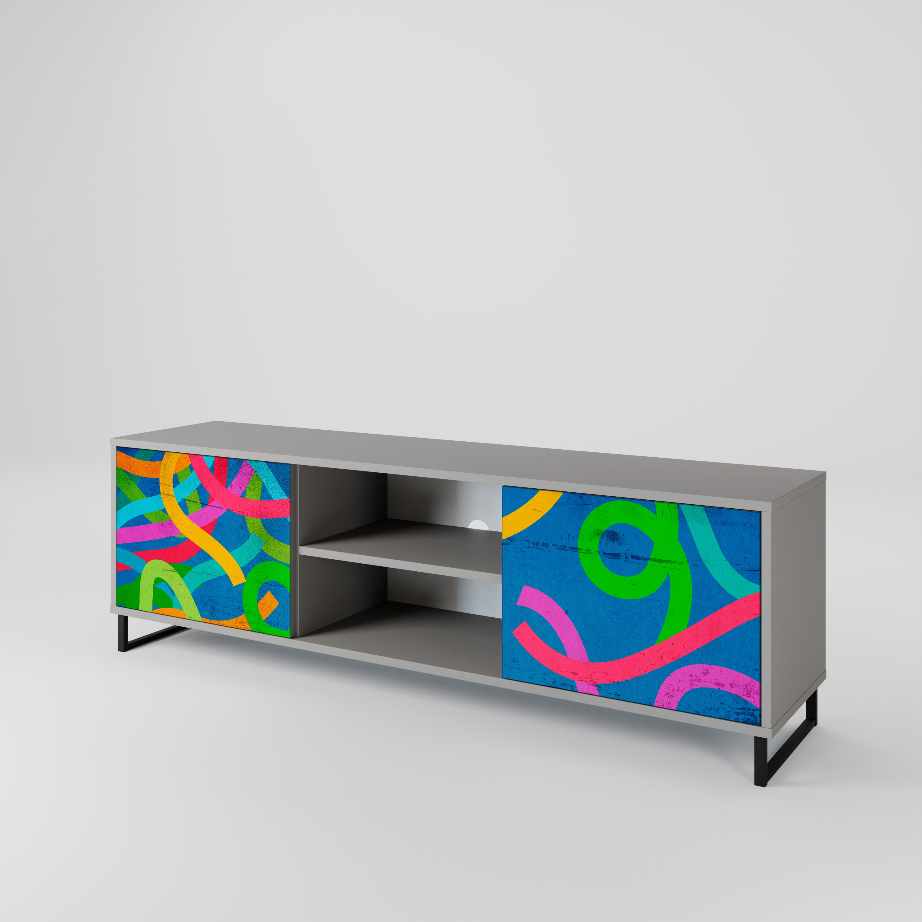 Mueble para TV STREAMER TANGLE de 2 puertas con acabado gris