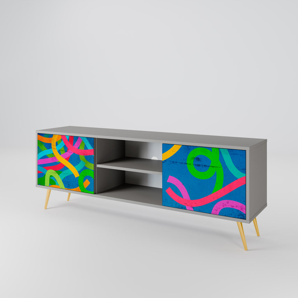 Mueble para TV STREAMER TANGLE de 2 puertas con acabado gris