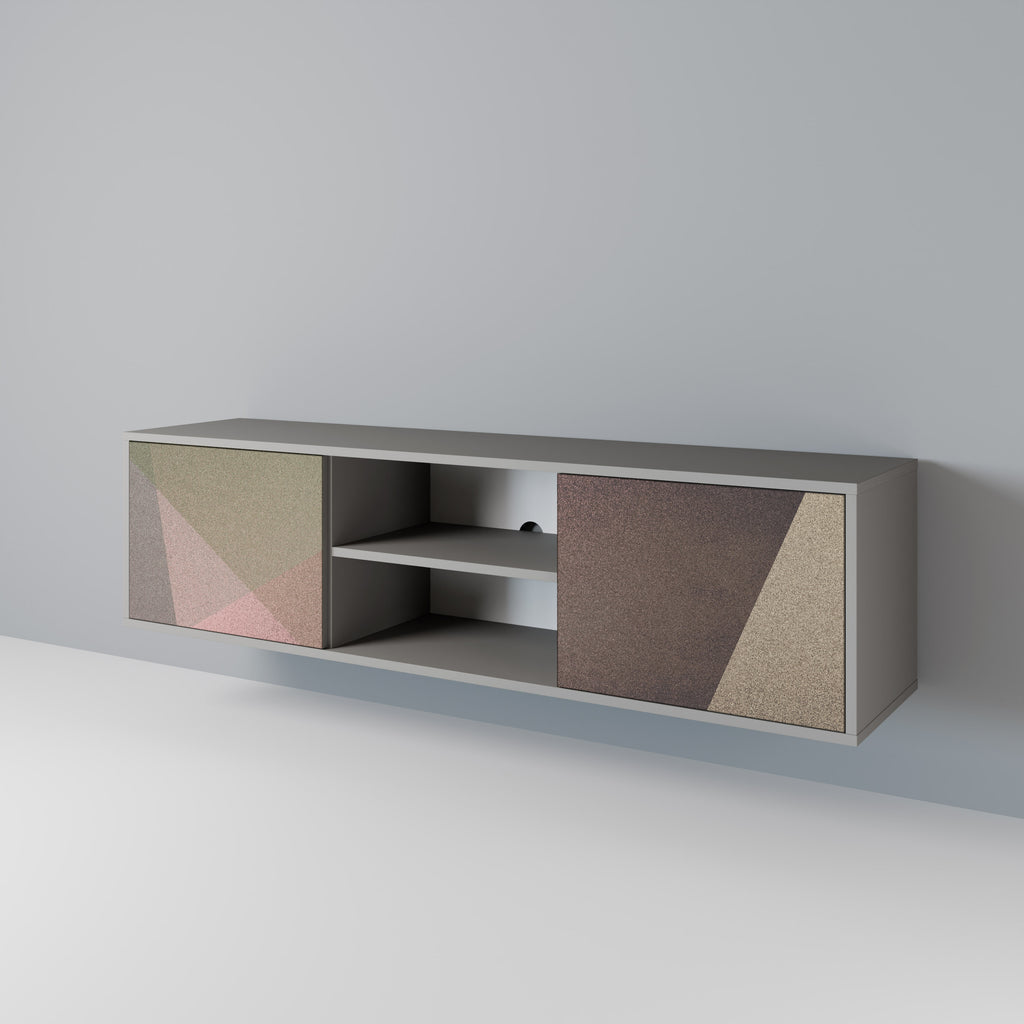 Mueble de TV de 2 puertas BEIGE GEOMETRY en acabado gris