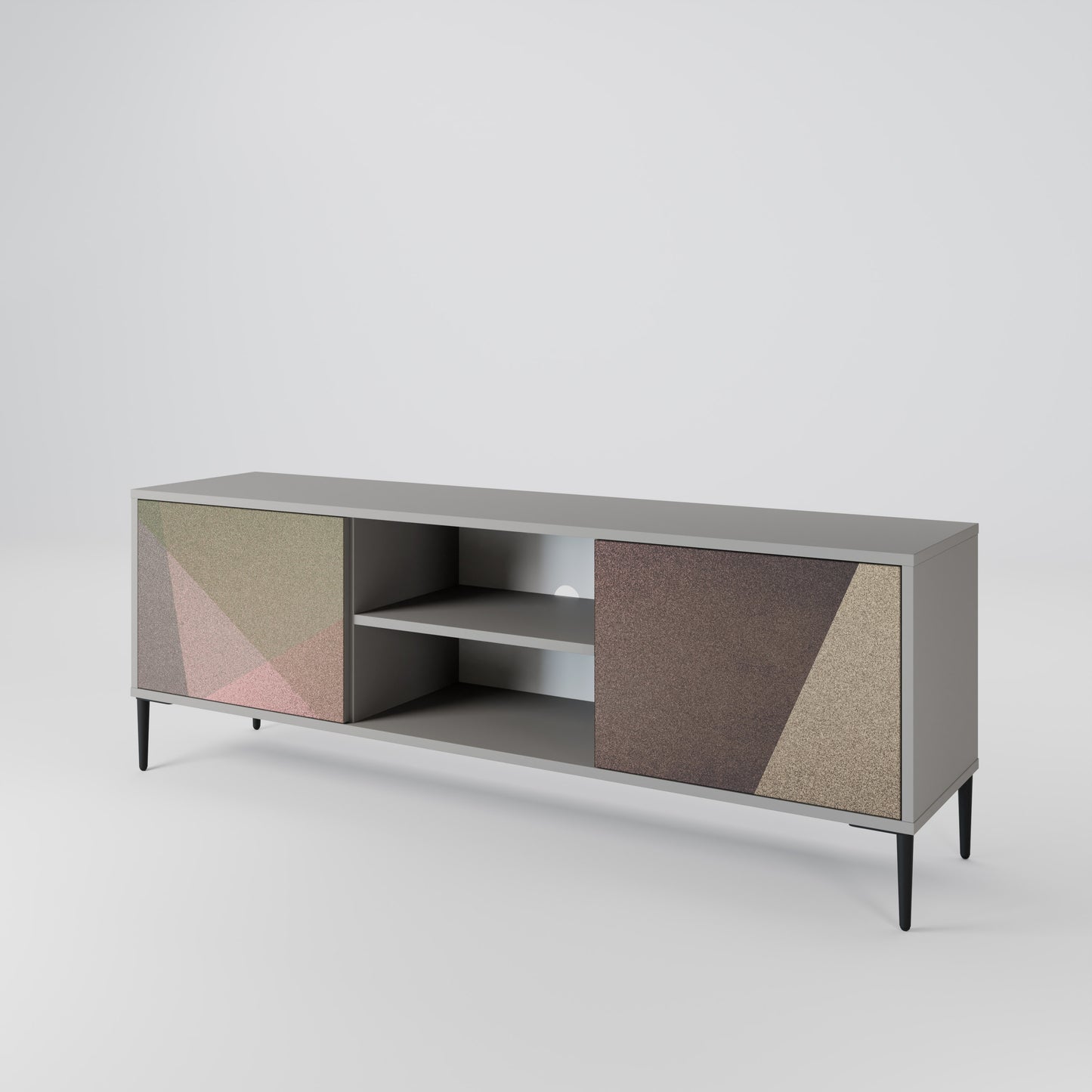 BEIGE GEOMETRY Mueble de TV de 2 Puertas