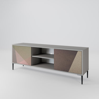 BEIGE GEOMETRY Mueble de TV de 2 Puertas