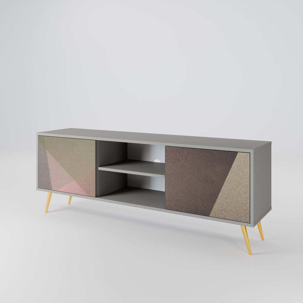 Mueble de TV de 2 puertas BEIGE GEOMETRY en acabado gris