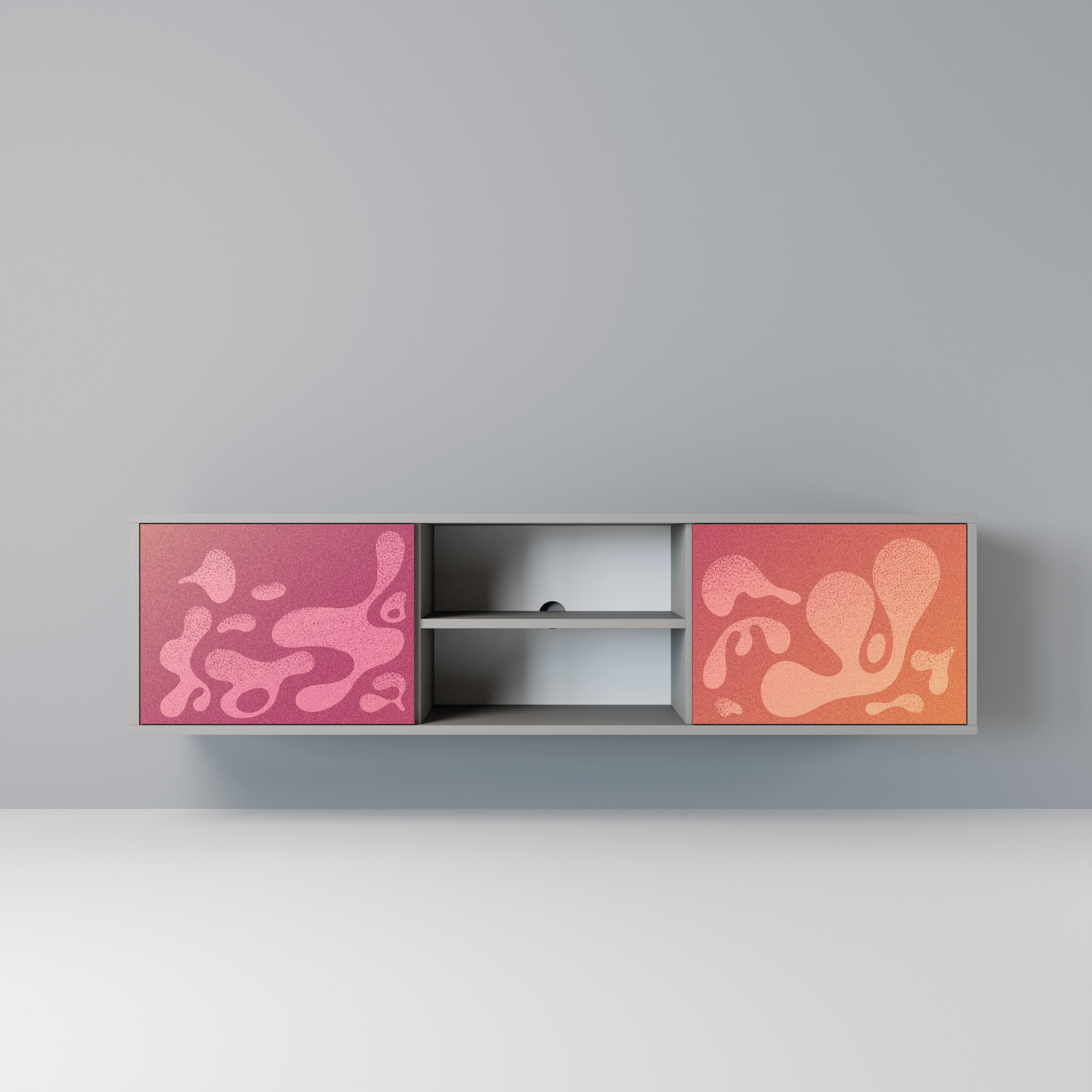 Mueble de TV IRREGULAR PINK de 2 puertas en acabado gris