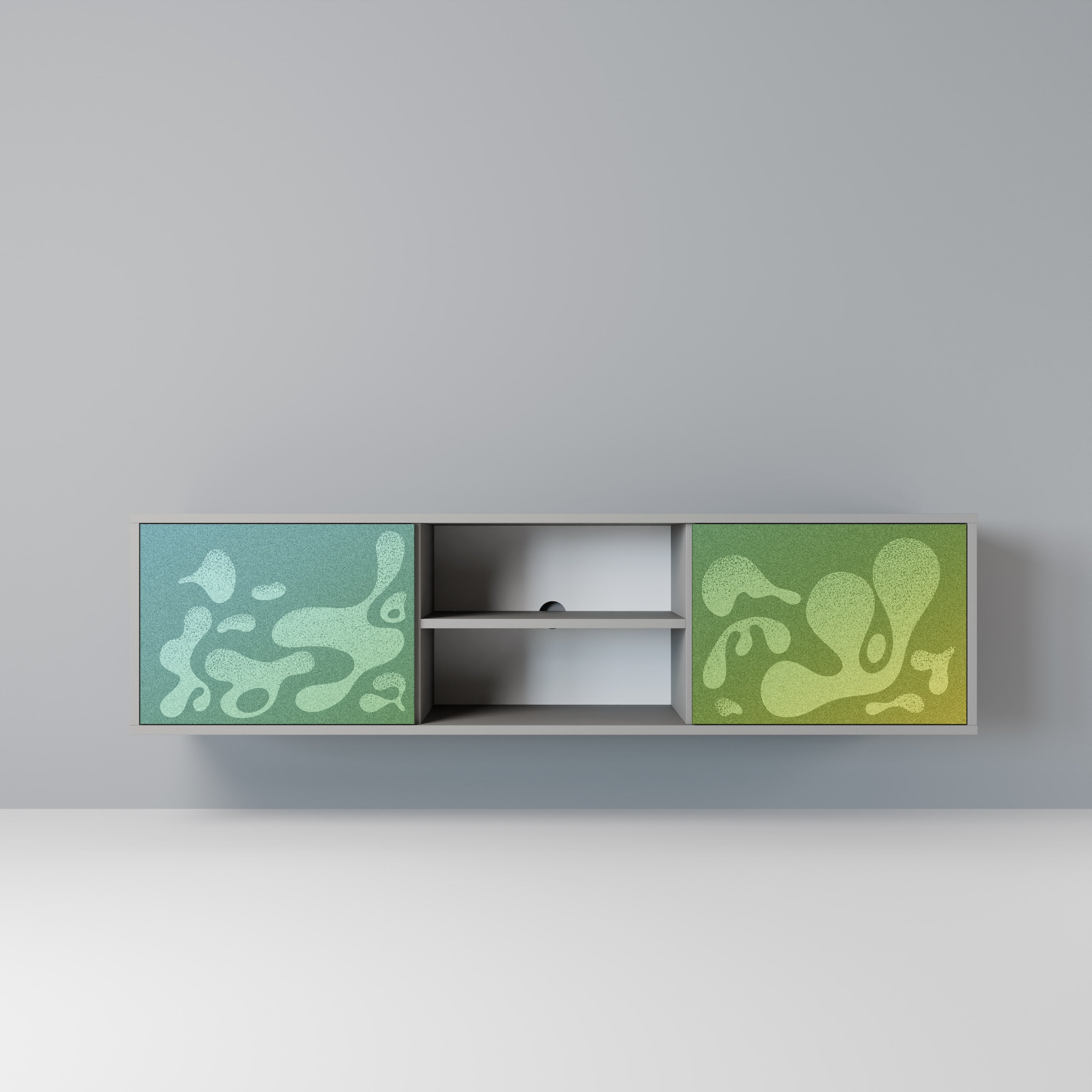 Mueble de TV IRREGULAR BLUE de 2 puertas con acabado gris