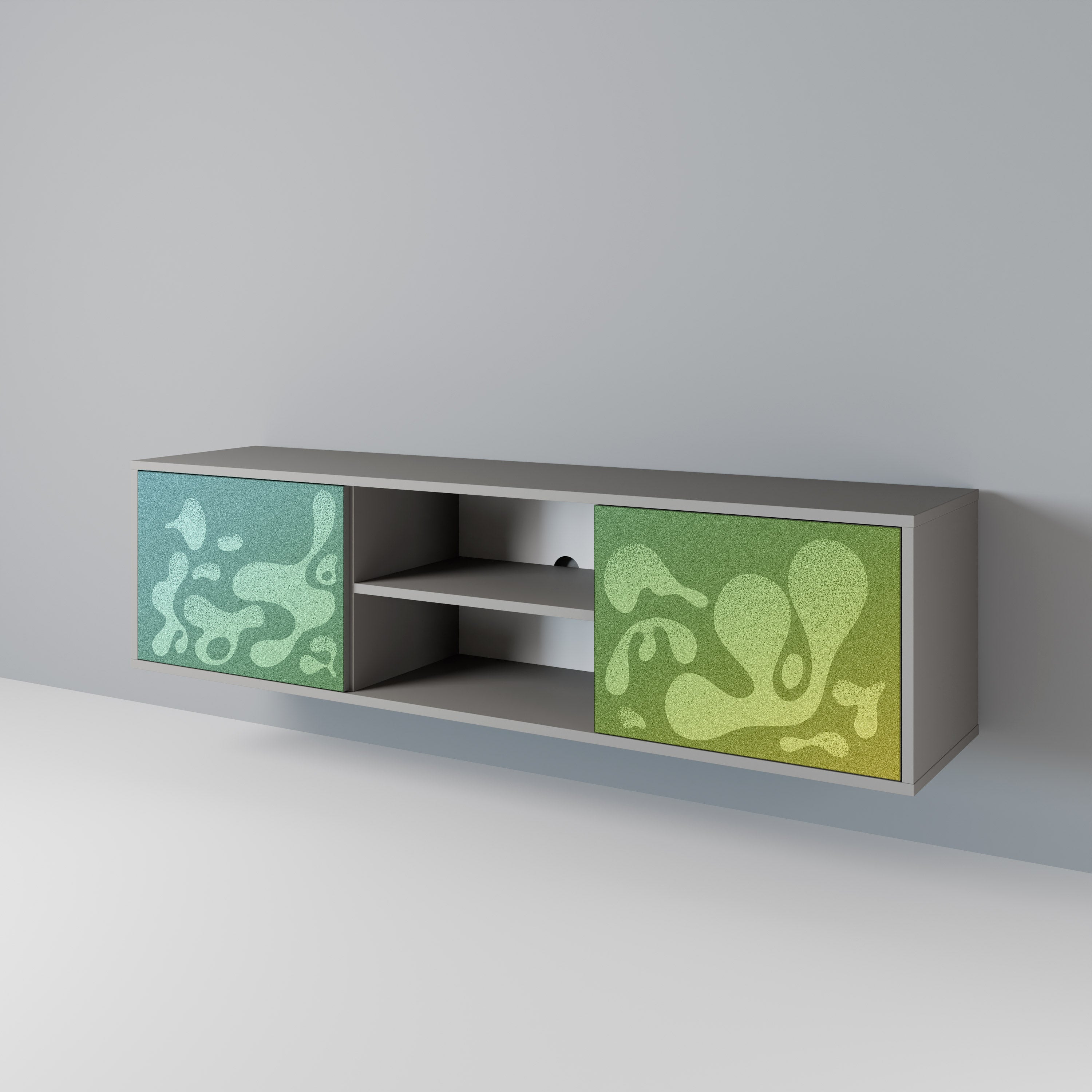 Mueble de TV IRREGULAR BLUE de 2 puertas con acabado gris