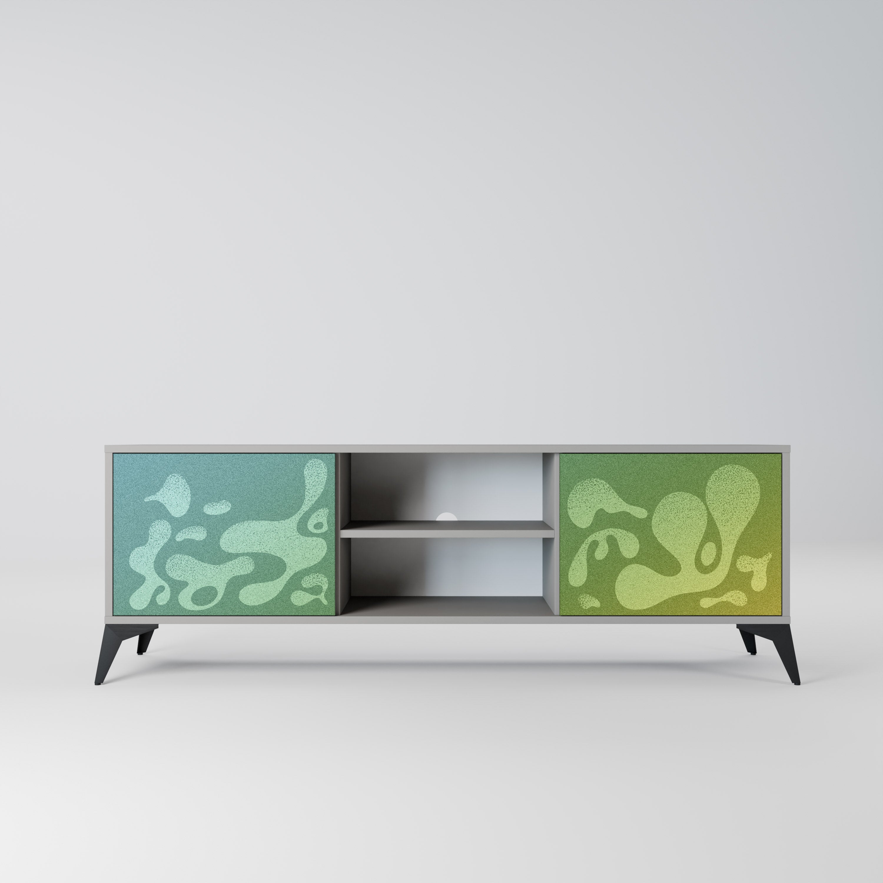 Mueble de TV IRREGULAR BLUE de 2 puertas con acabado gris