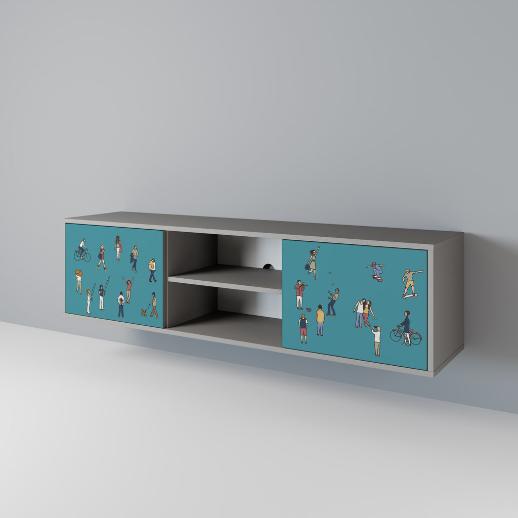 Mueble de TV de 2 puertas COLLECTIVE STREAM en acabado gris