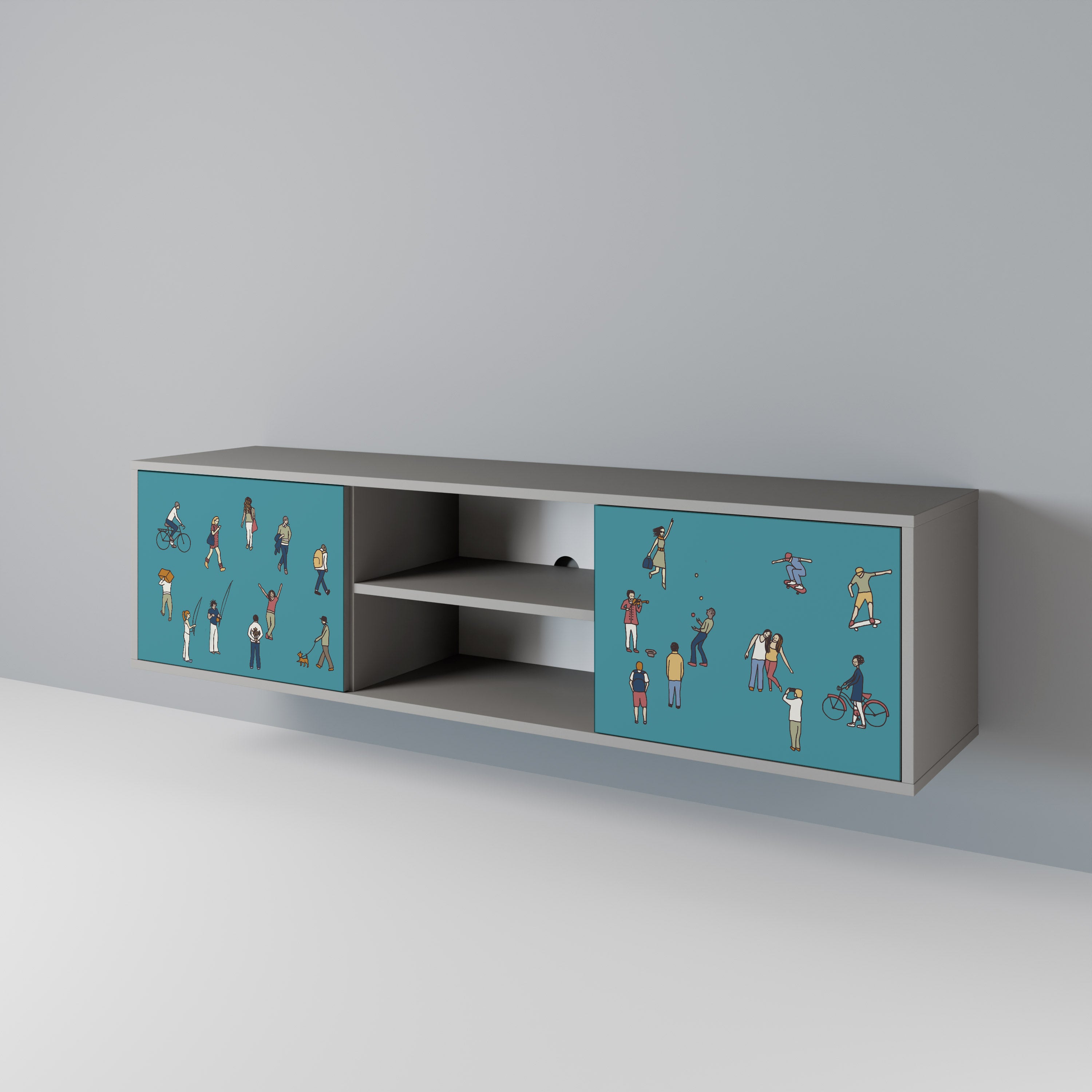 Mueble de TV de 2 puertas COLLECTIVE STREAM en acabado gris