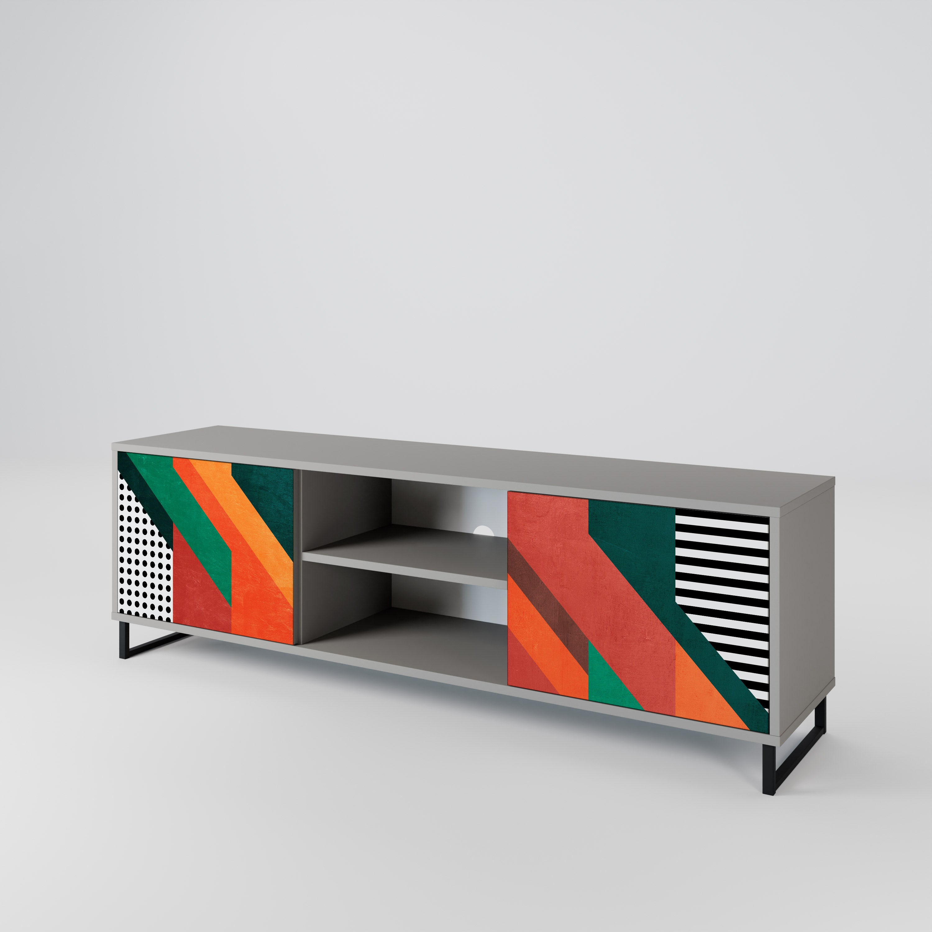 Mueble de TV de 2 puertas MAKESHIFT ARTISTRY en acabado gris