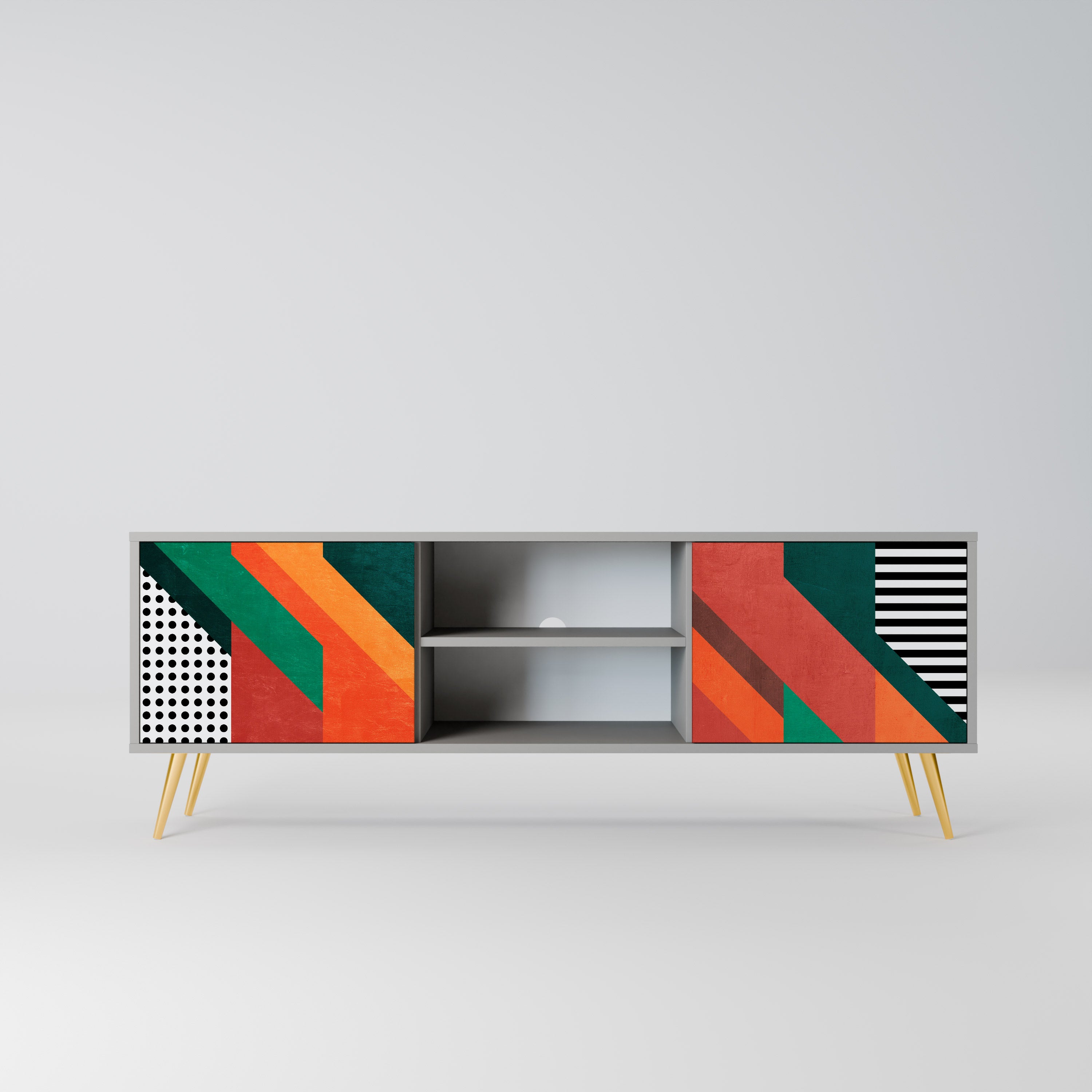 Mueble de TV de 2 puertas MAKESHIFT ARTISTRY en acabado gris