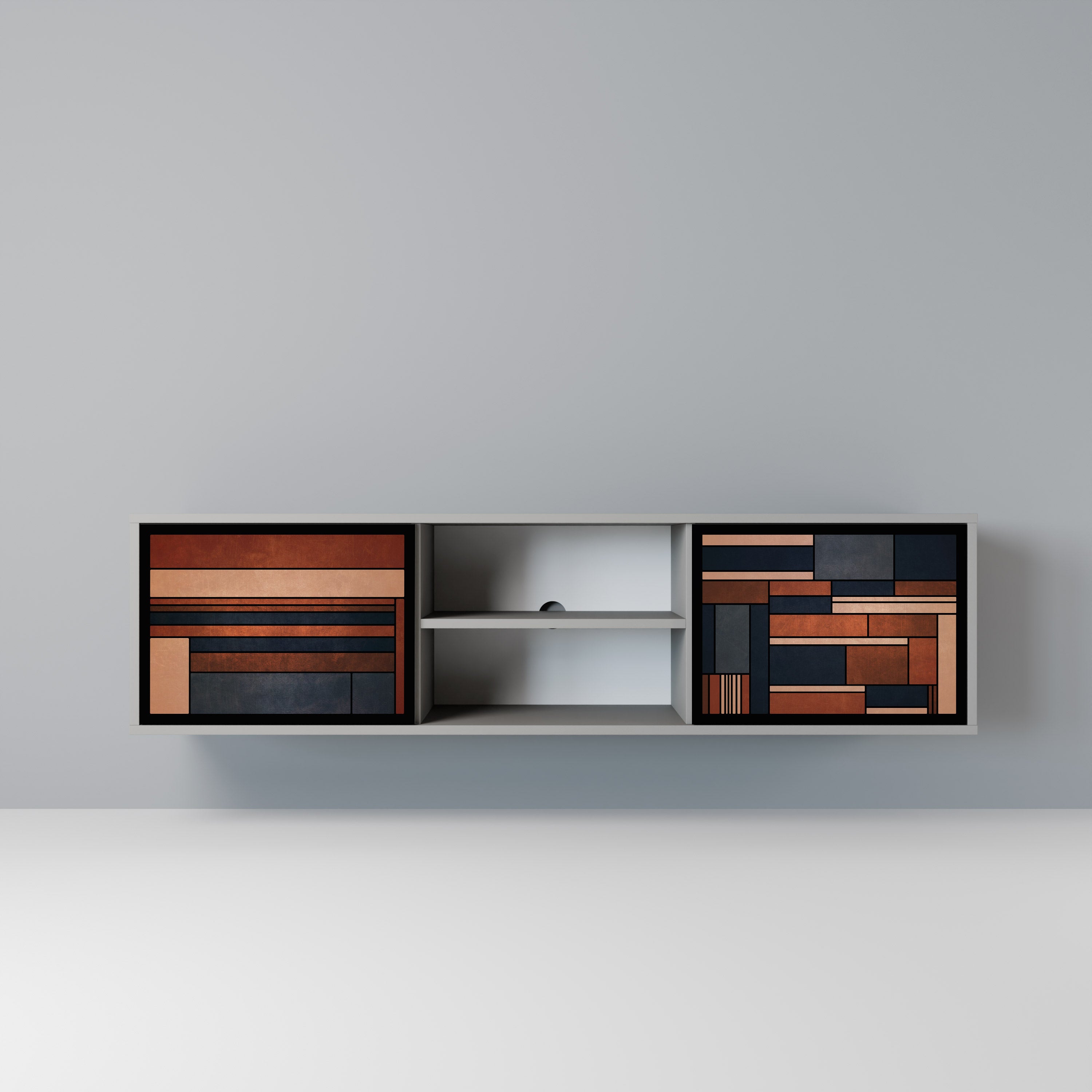 Mueble de TV INTREPID FORMATION de 2 puertas con acabado gris