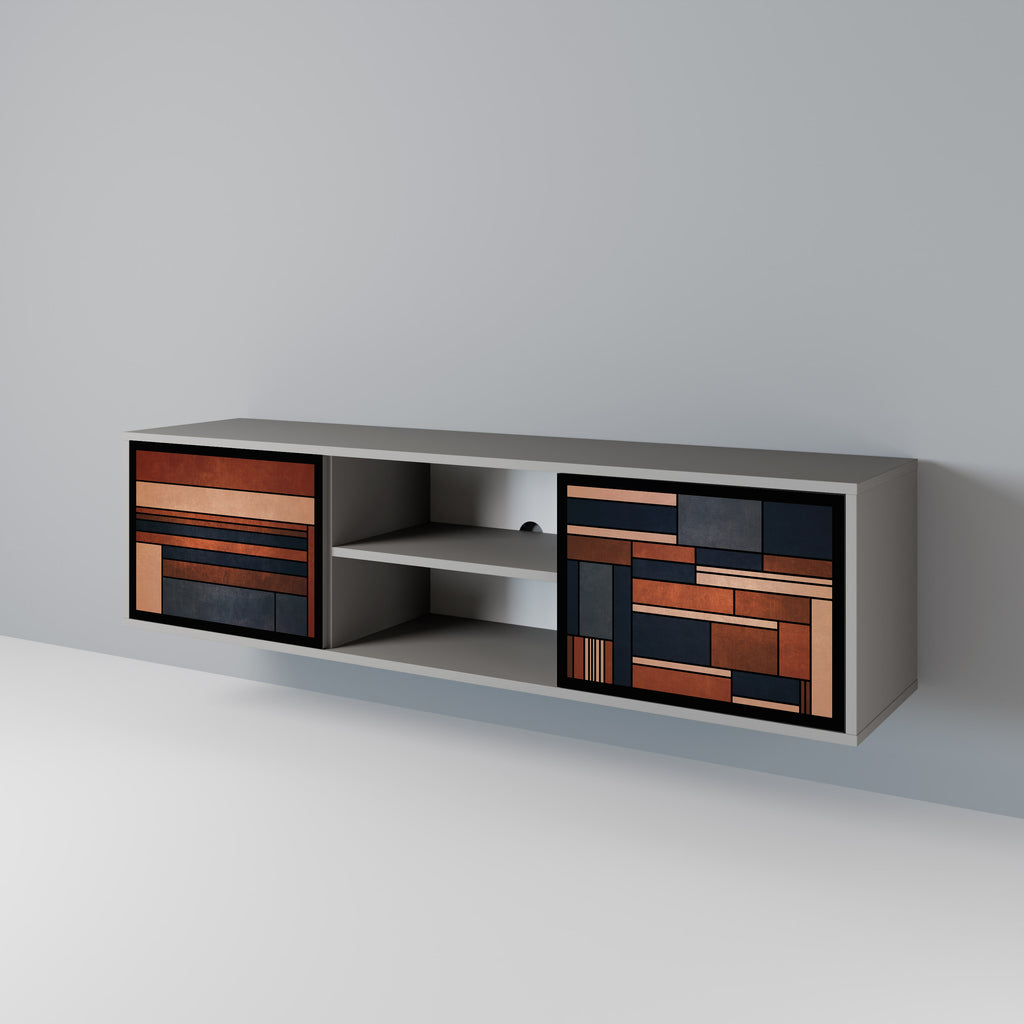 Mueble de TV INTREPID FORMATION de 2 puertas con acabado gris