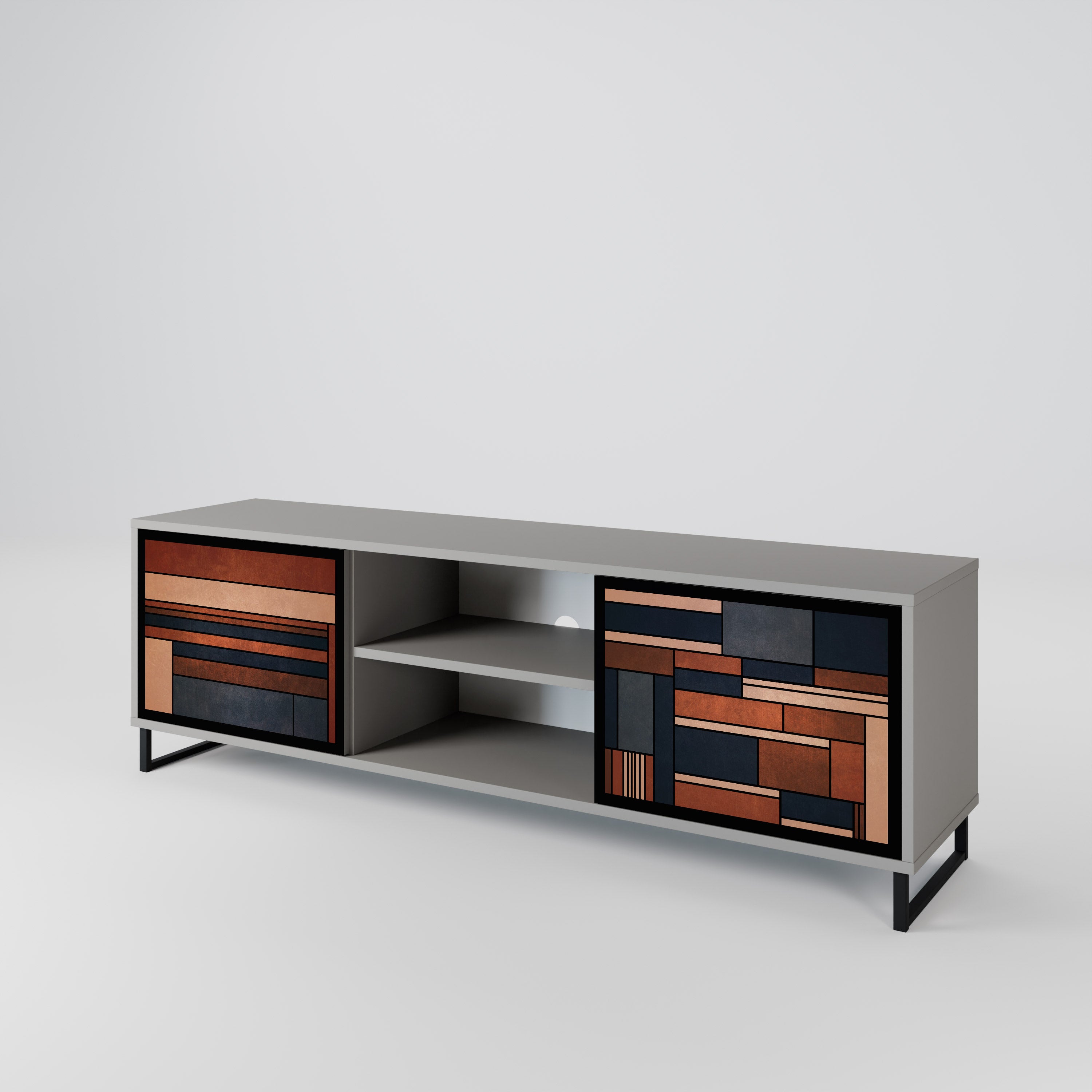 Mueble de TV INTREPID FORMATION de 2 puertas con acabado gris