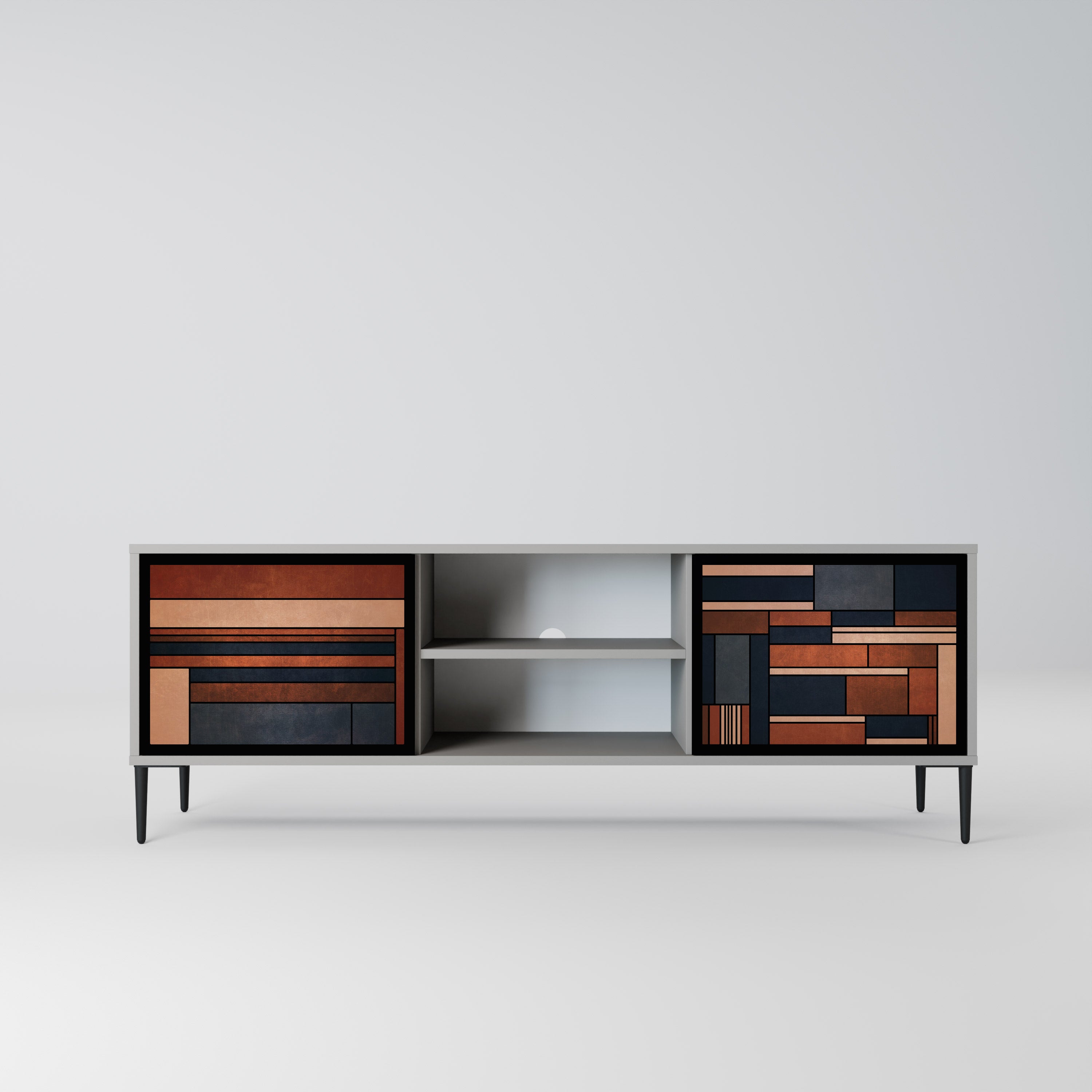 Mueble de TV INTREPID FORMATION de 2 puertas con acabado gris