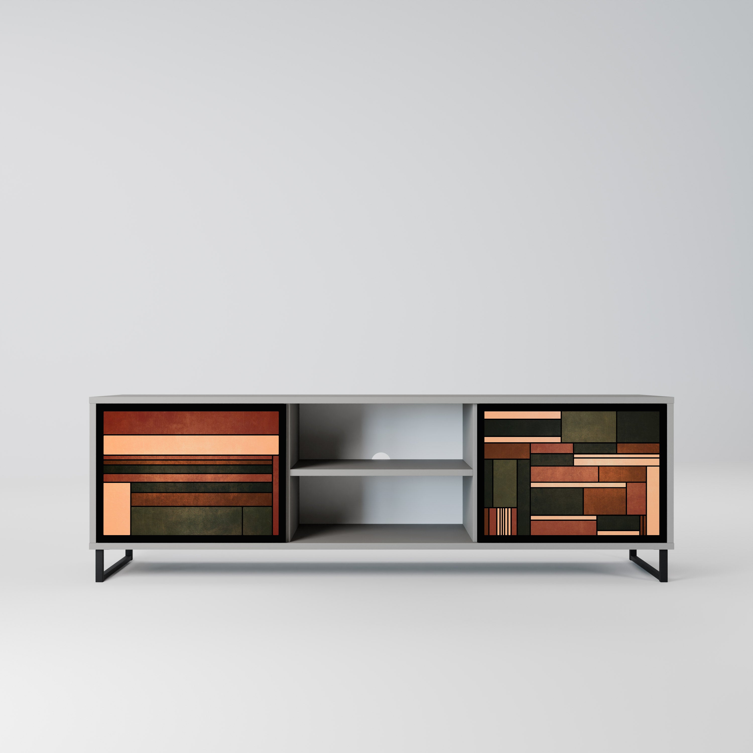 FIGURAS DE LA NATURALEZA Mueble de TV de 2 puertas en acabado gris