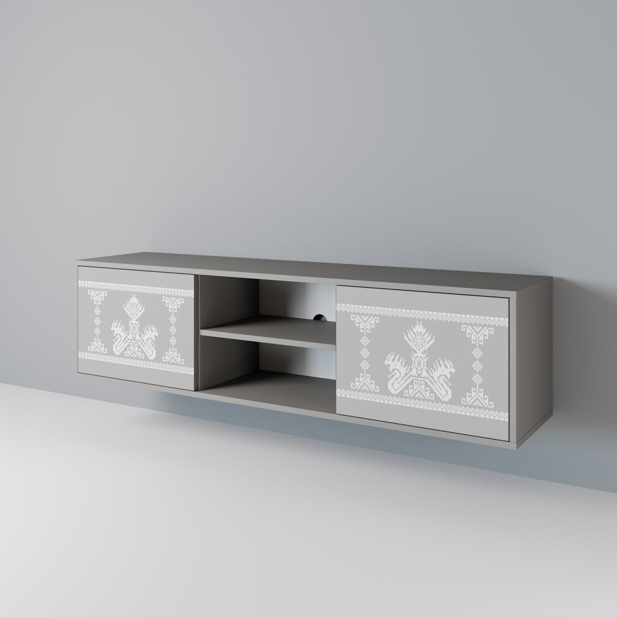 THAI GRAY Mueble de TV de 2 Puertas