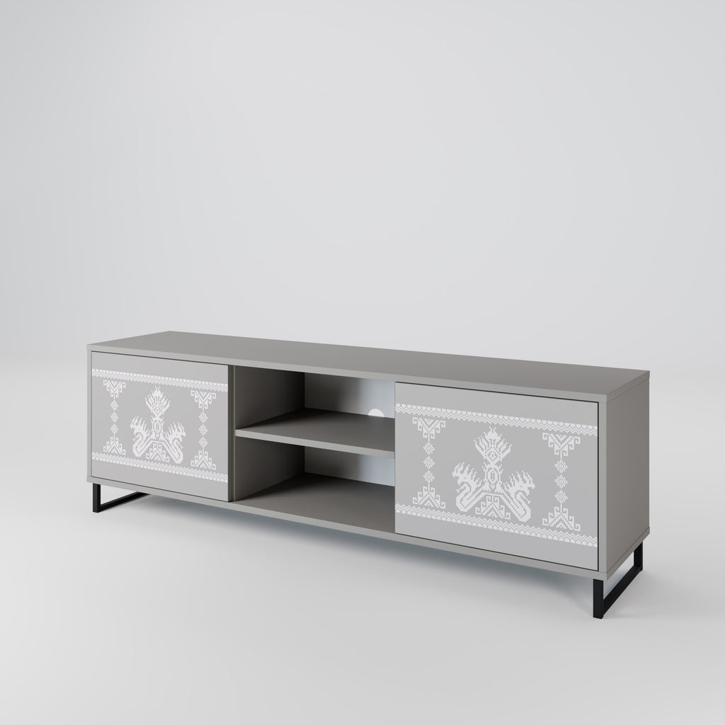 Mueble de TV de 2 puertas THAI GRAY en acabado gris