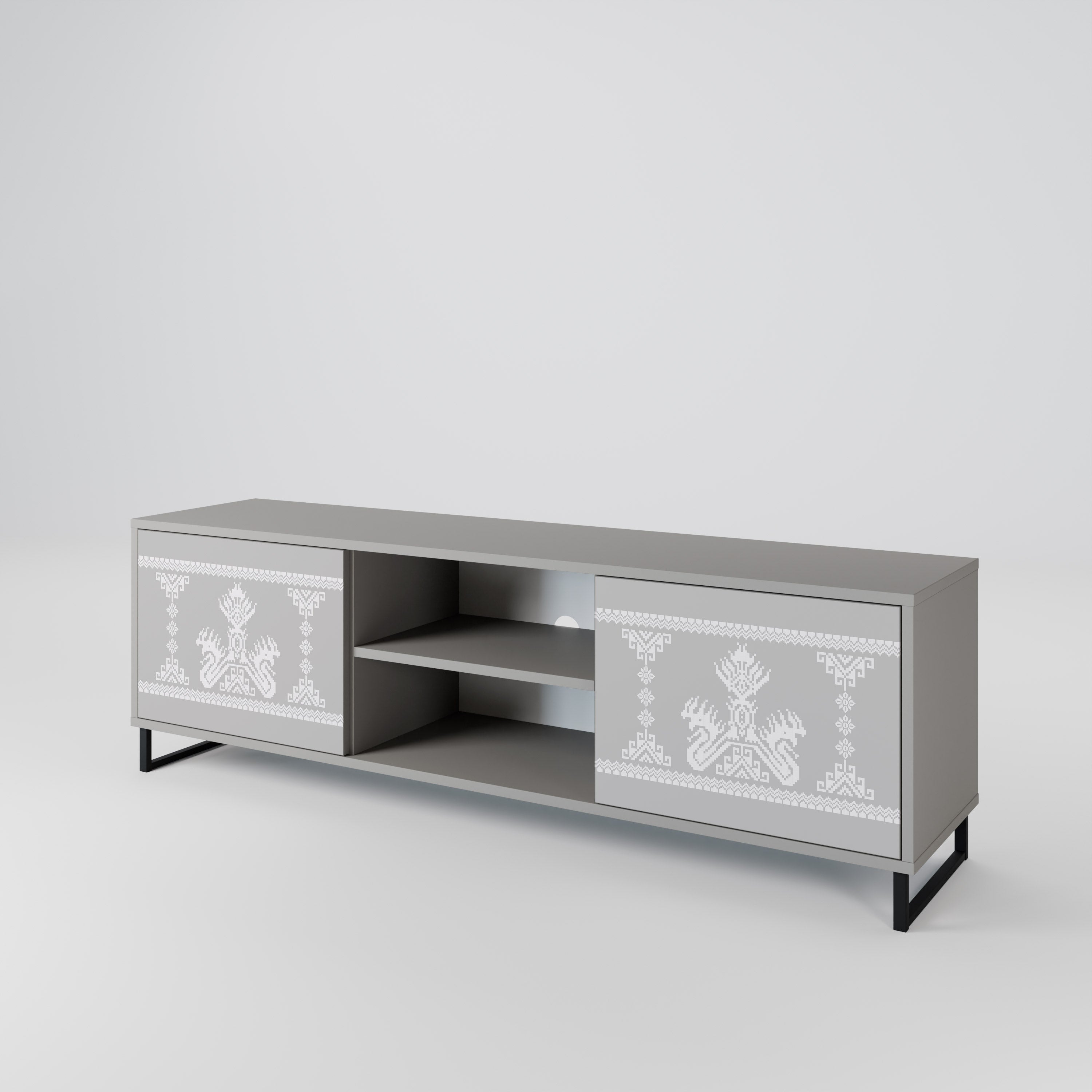 Mueble de TV de 2 puertas THAI GRAY en acabado gris