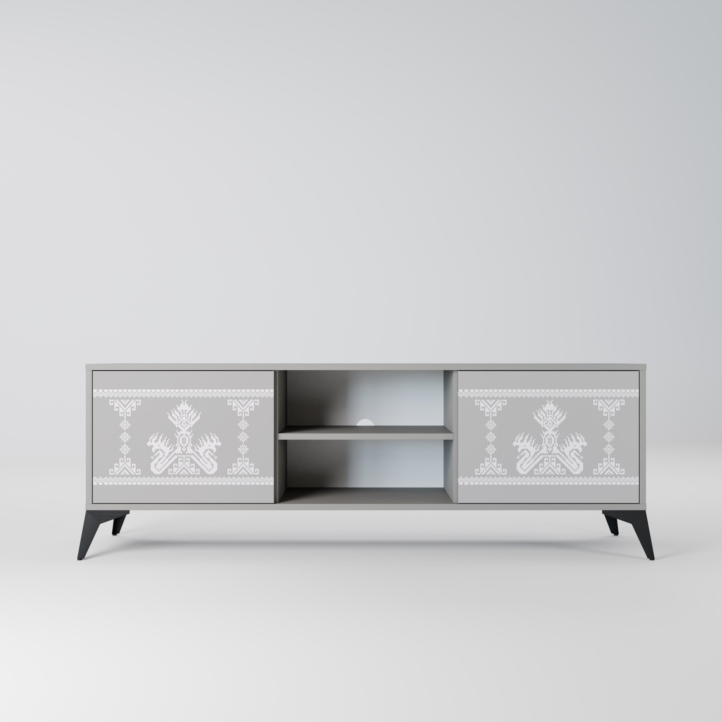 Mueble de TV de 2 puertas THAI GRAY en acabado gris