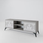 THAI GRAY Mueble de TV de 2 Puertas en Acabado Gris