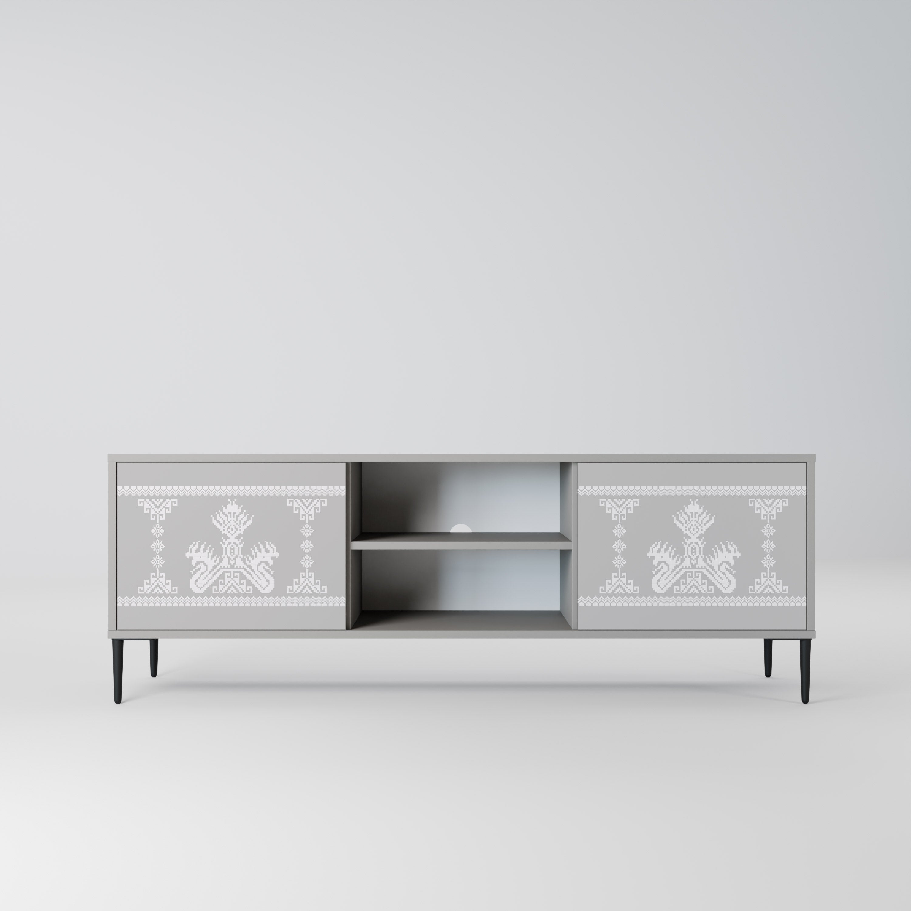 Mueble de TV de 2 puertas THAI GRAY en acabado gris