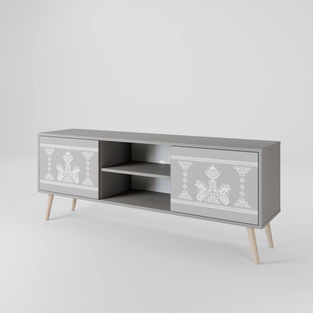 Mueble de TV de 2 puertas THAI GRAY en acabado gris