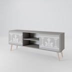 THAI GRAY Mueble de TV de 2 Puertas en Acabado Gris