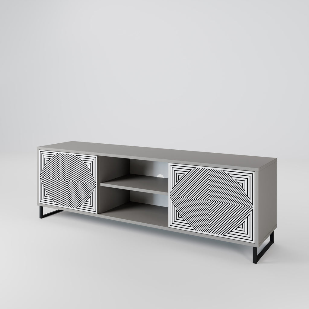 Mueble de TV de 2 puertas POLYGON ILLUSION en acabado gris