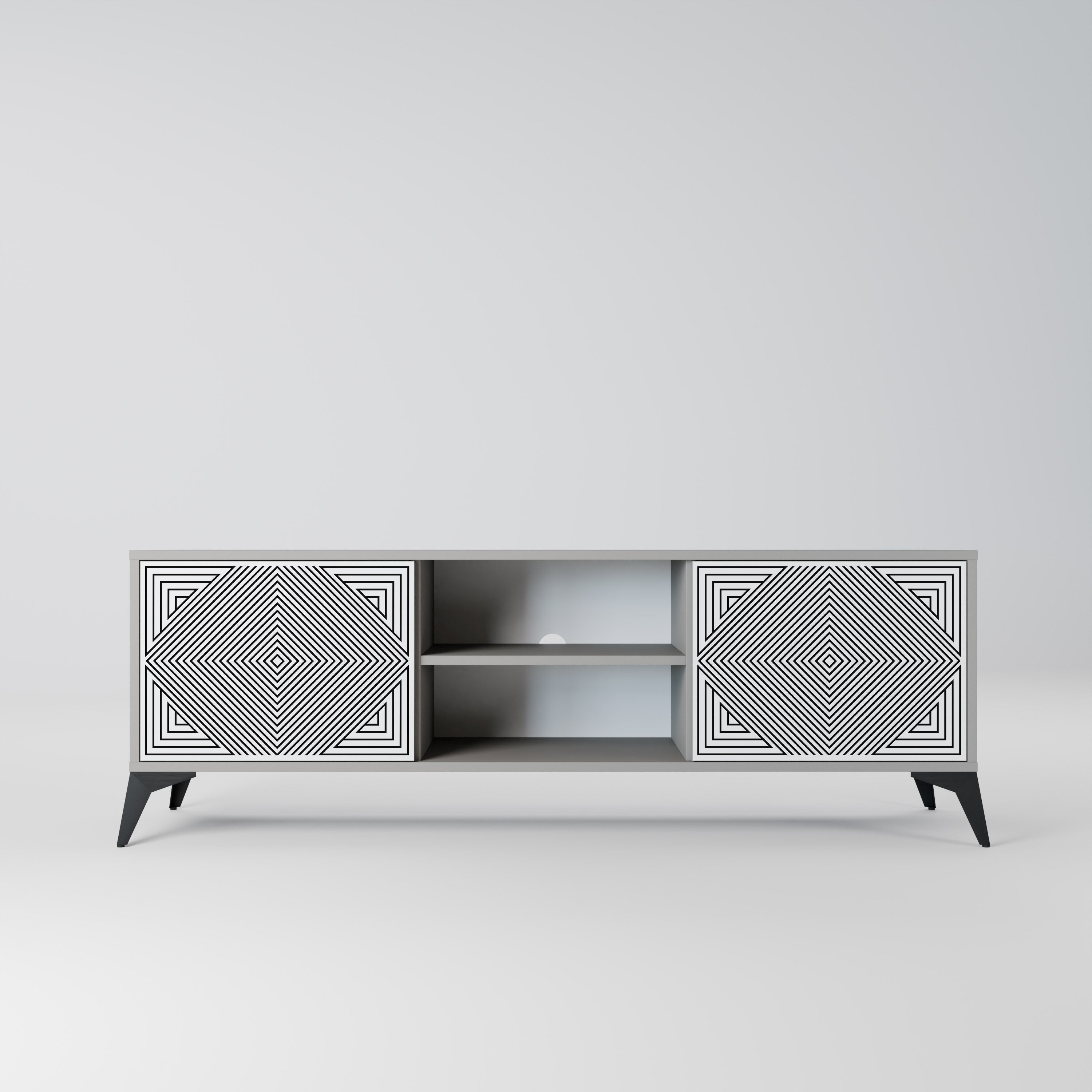 Mueble de TV de 2 puertas POLYGON ILLUSION en acabado gris