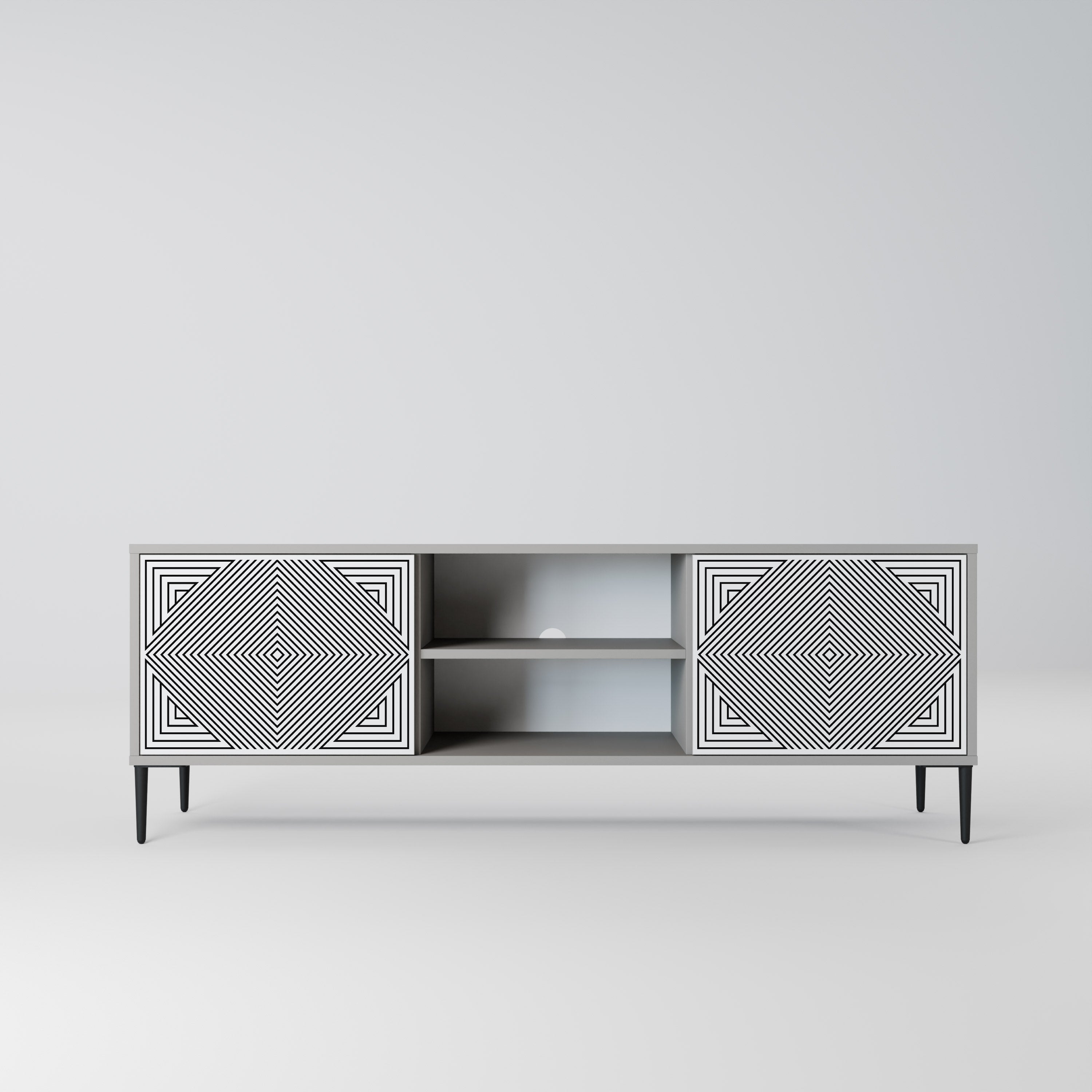 Mueble de TV de 2 puertas POLYGON ILLUSION en acabado gris